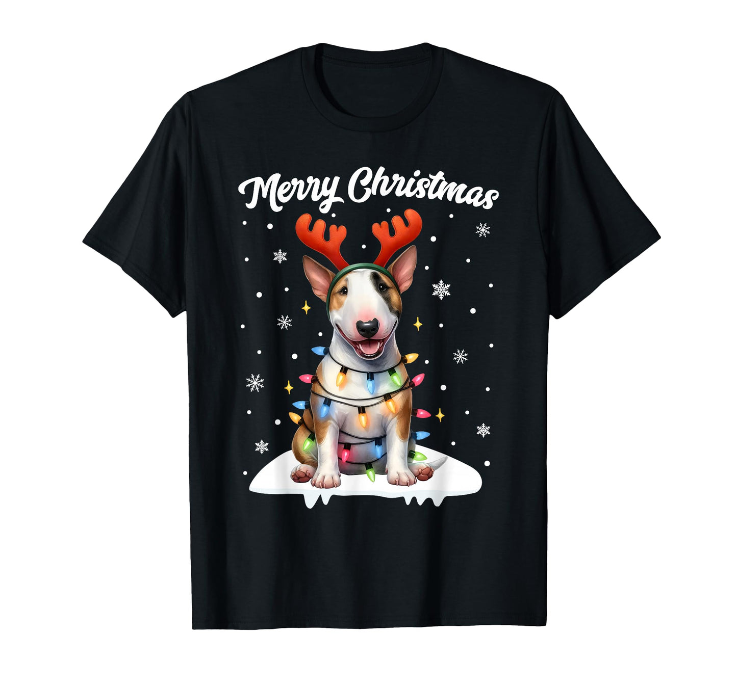 Christmas Pajamas Men Women Kids Christmas Bull Terrier Dog T-Shirt