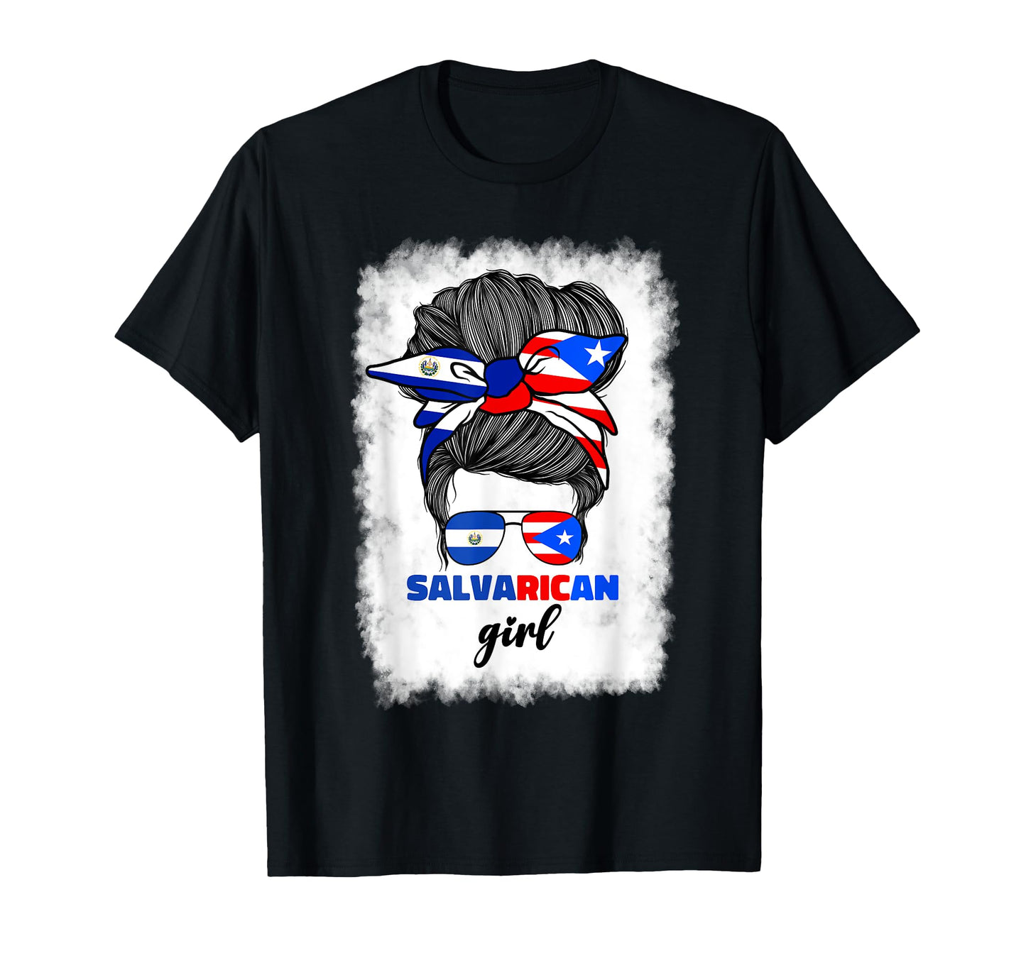 Half Salvadorian And Puerto Rican Rico El Salvador Flag Gril T-Shirt