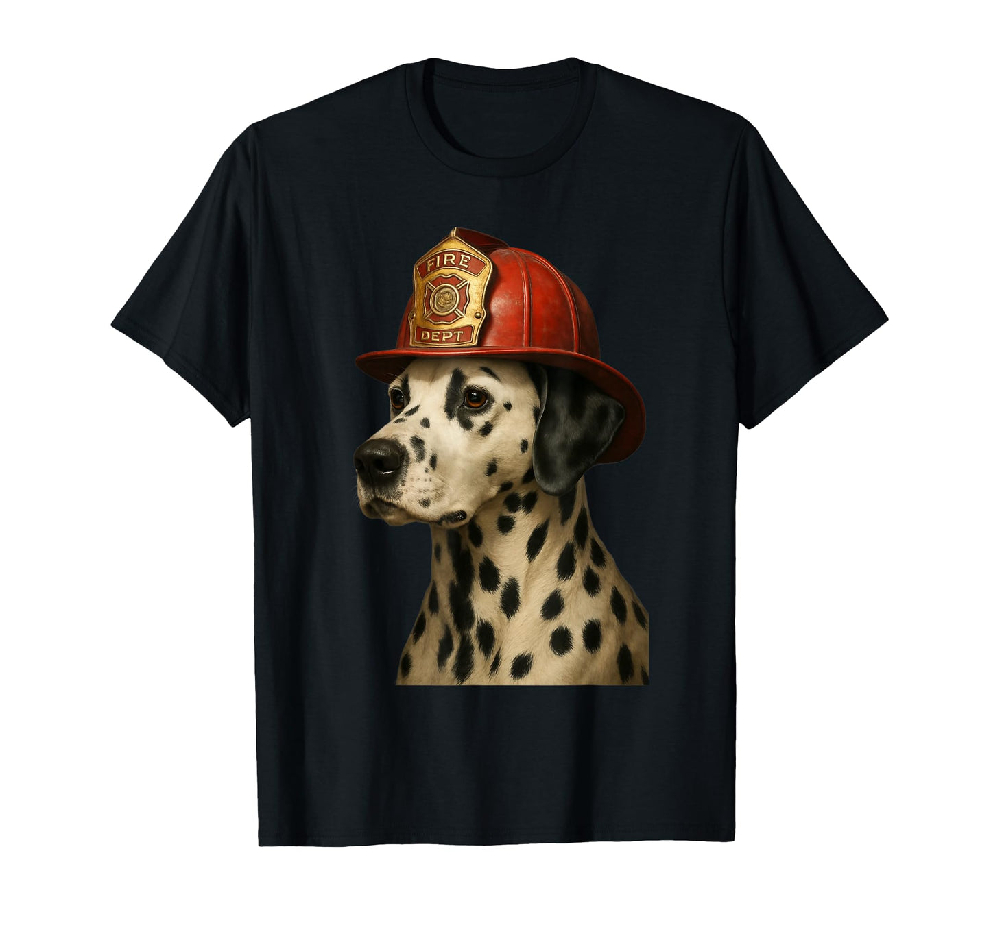 Dalmatian Firehouse Dog Firefighter Hat Fireman Boys Kids T-Shirt