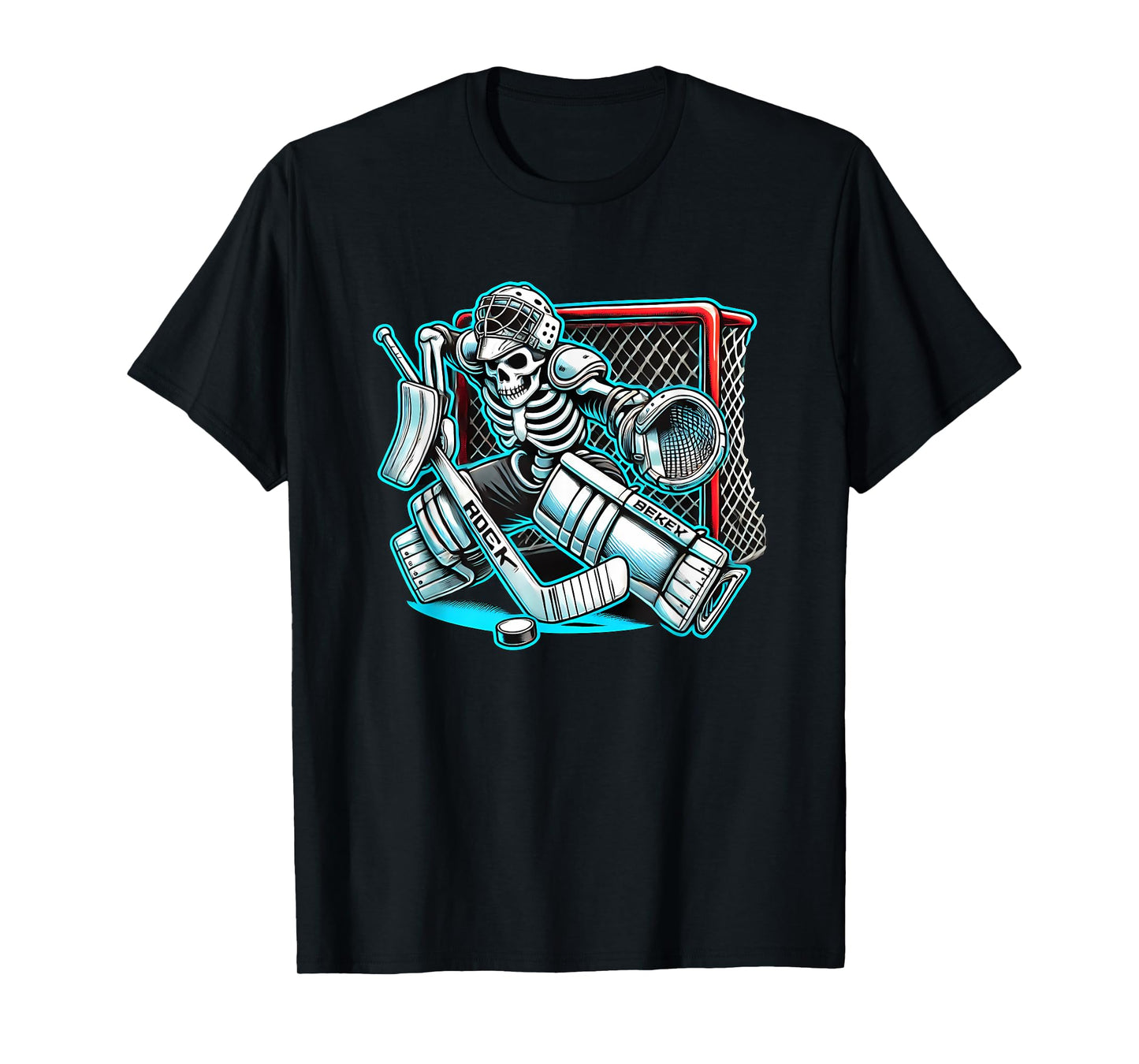 Halloween Skeleton Goalie Hockey T-Shirt