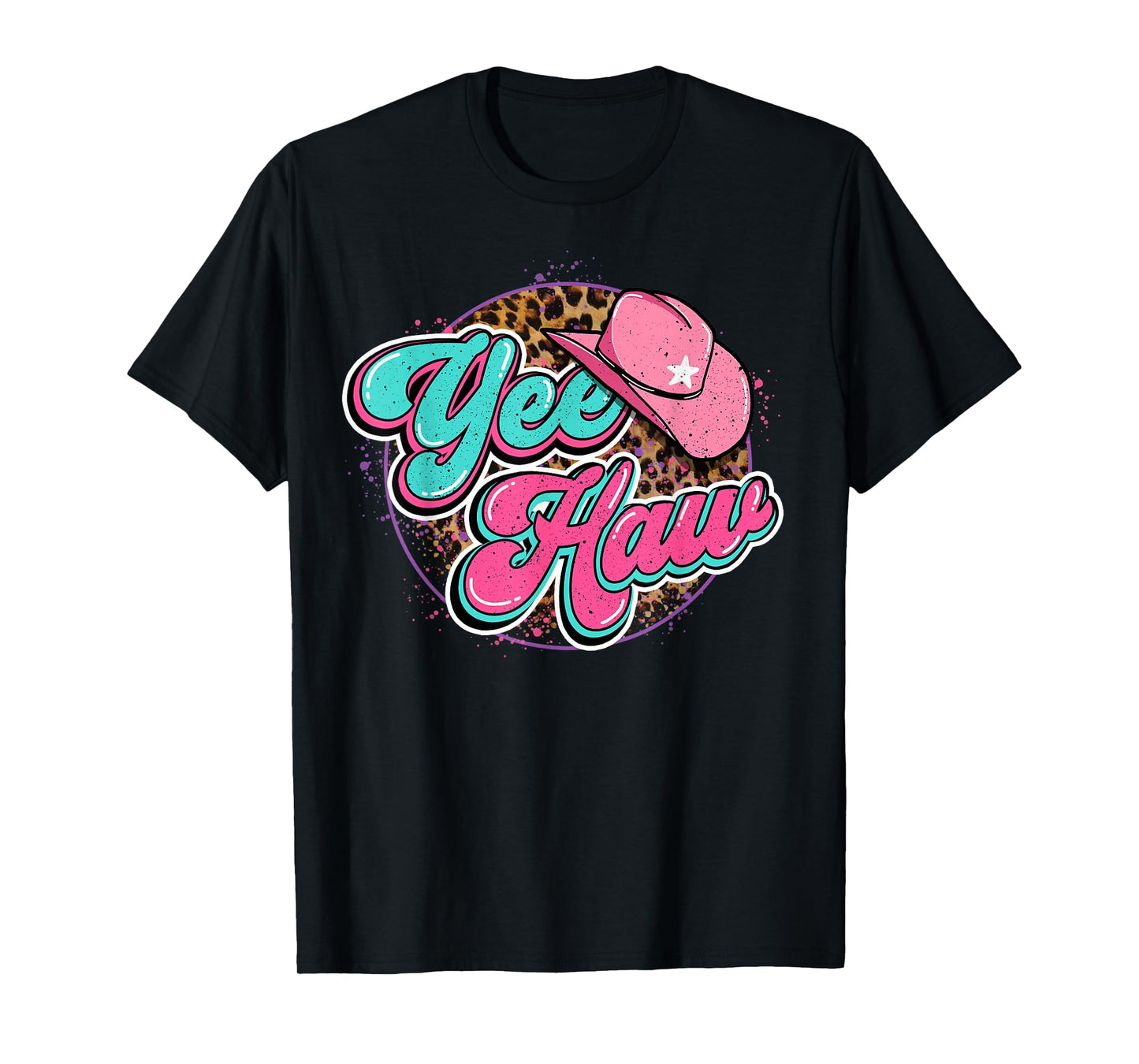 Yeehaw Cowboy Cowgirl Western Country Leopard Rodeo Yee Haw T-Shirt