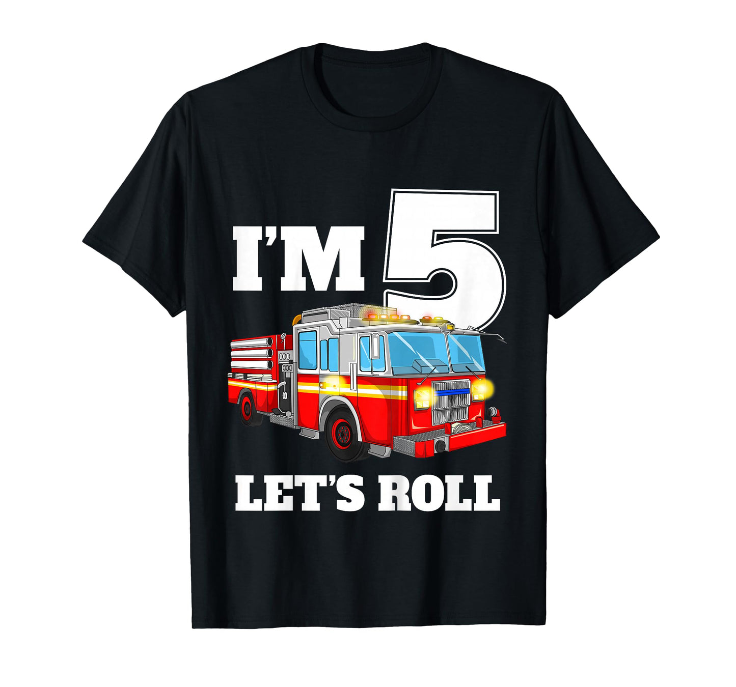 Kids Fire Truck 5th Birthday Boy 5 Year Old Five Firefighter T-Shirt