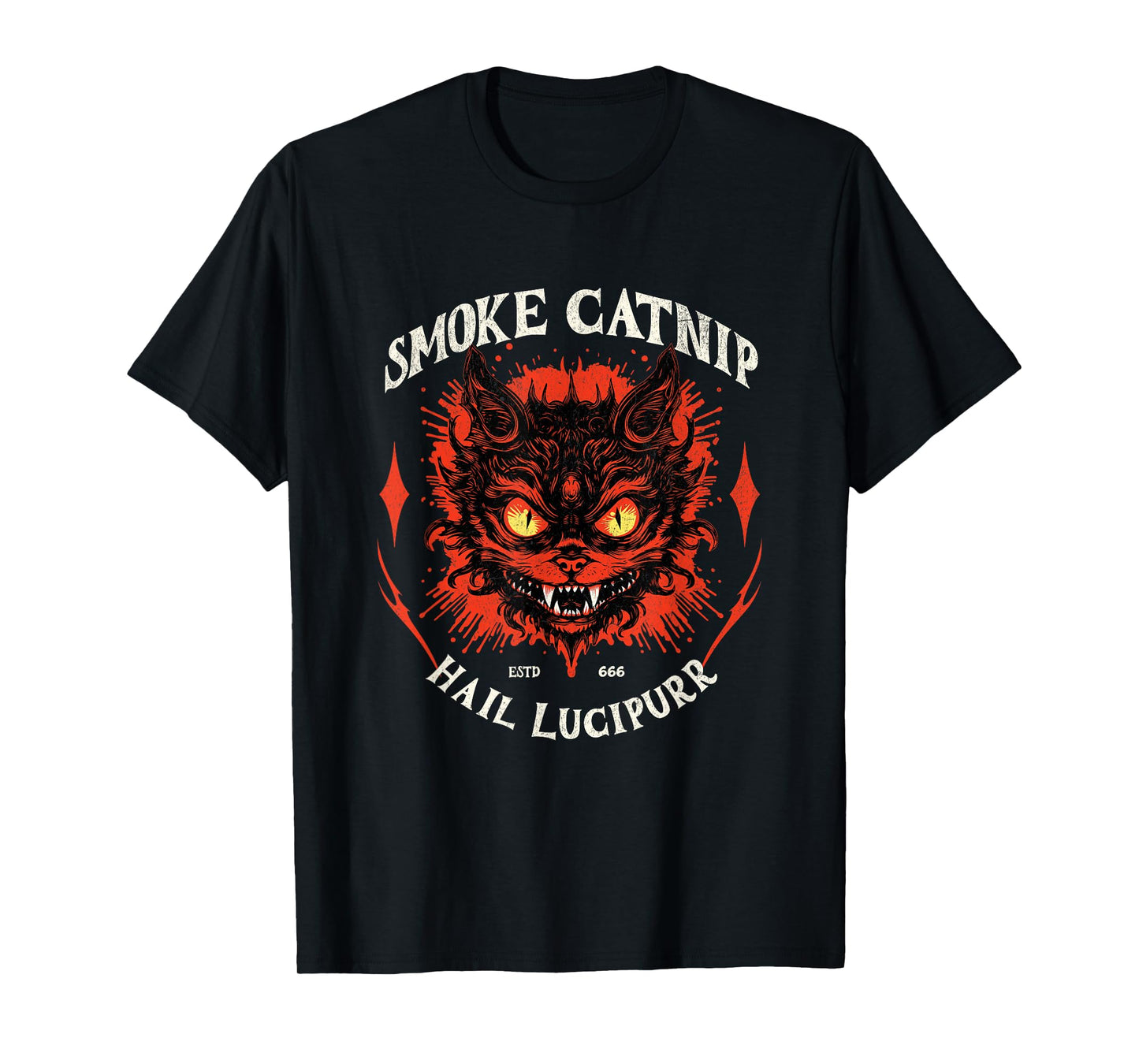 Satanic Cat Smoke Catnip Hail Lucipurr Lucifer Antichrist Men Women T-Shirt