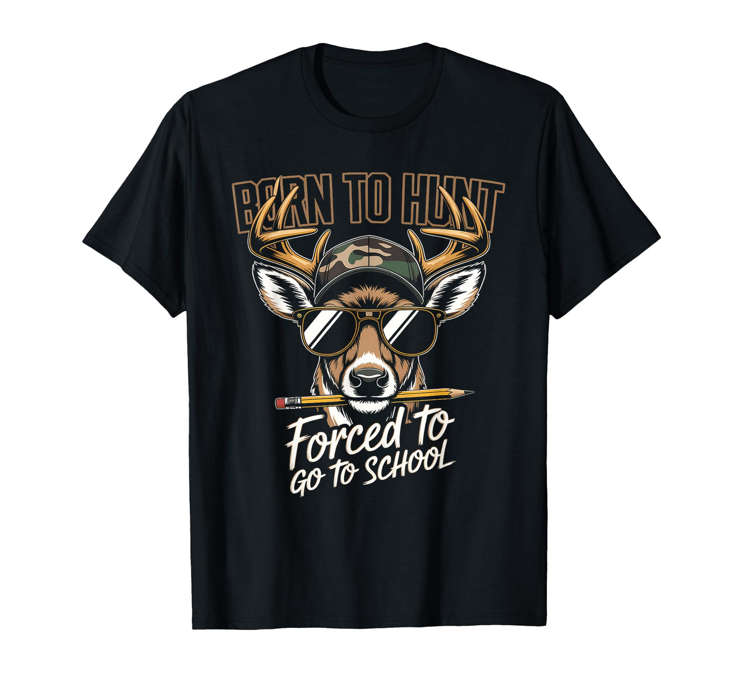 Forced to Go to School Deer Hunting Boy Camo T-Shirt