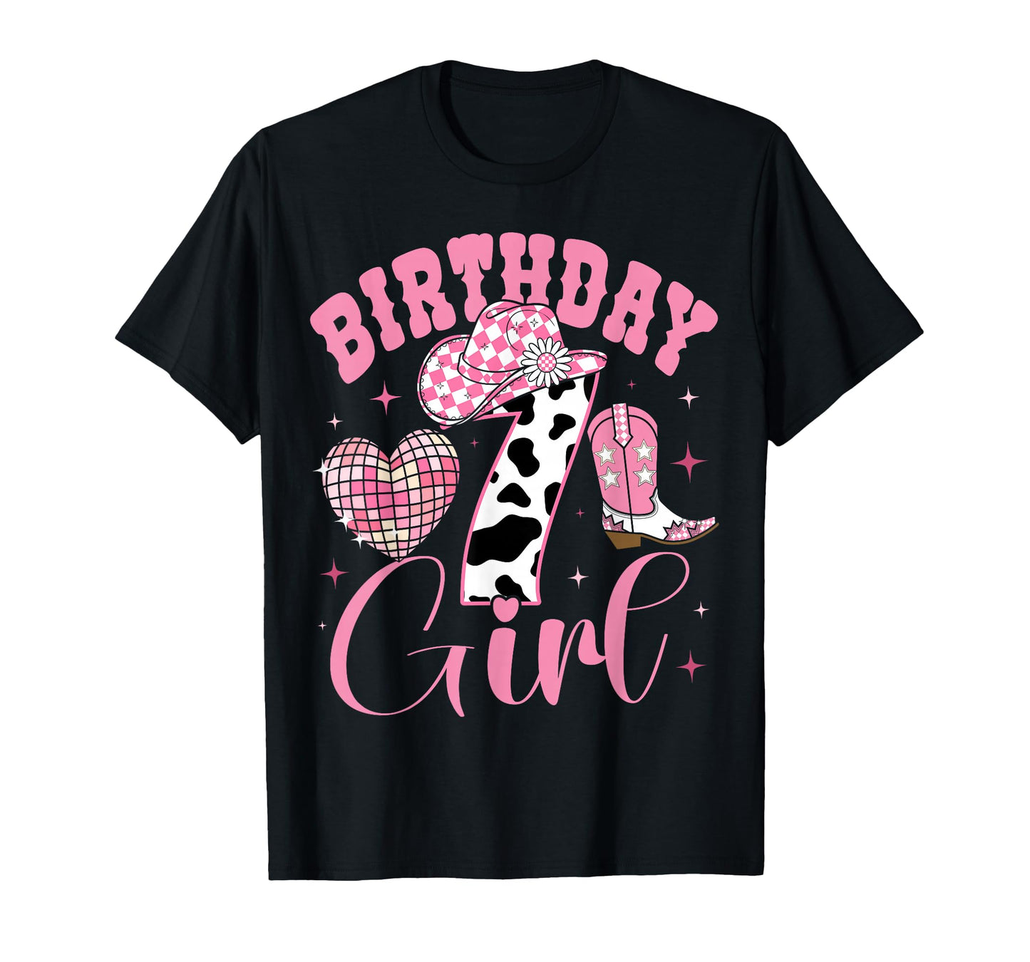 Happy 7th Birthday Girl Outfit Rodeo Western Cowgirl Cowboy T-Shirt