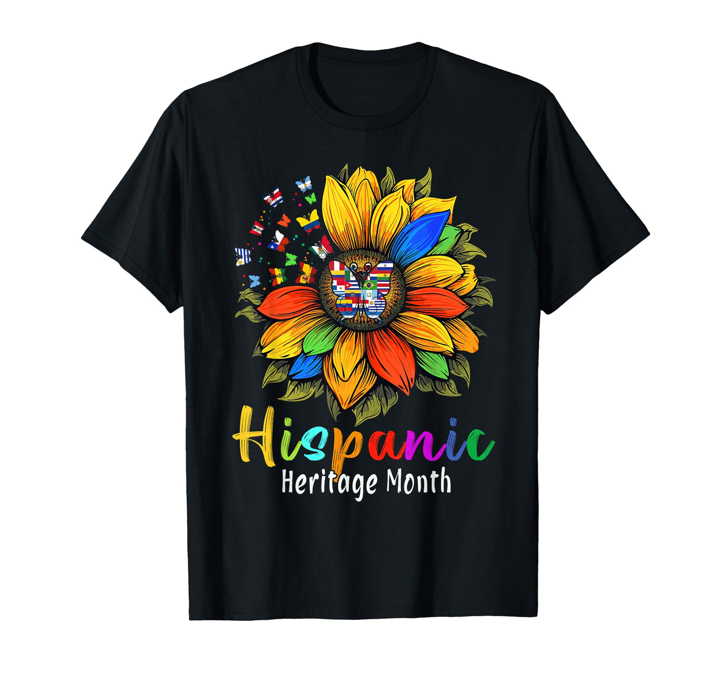 Sunflower Latin Countries Flags Hispanic Heritage Month T-Shirt