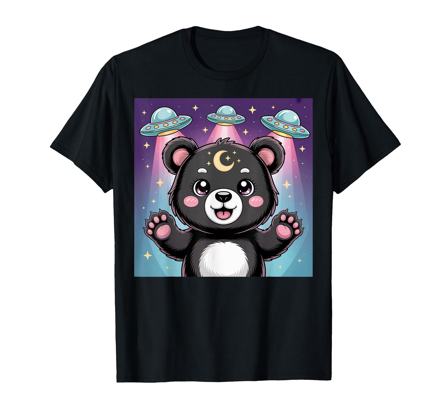 Bear Alien UFOs Aesthetic Kawaii Goth Girl Clothes Pink Goth T-Shirt