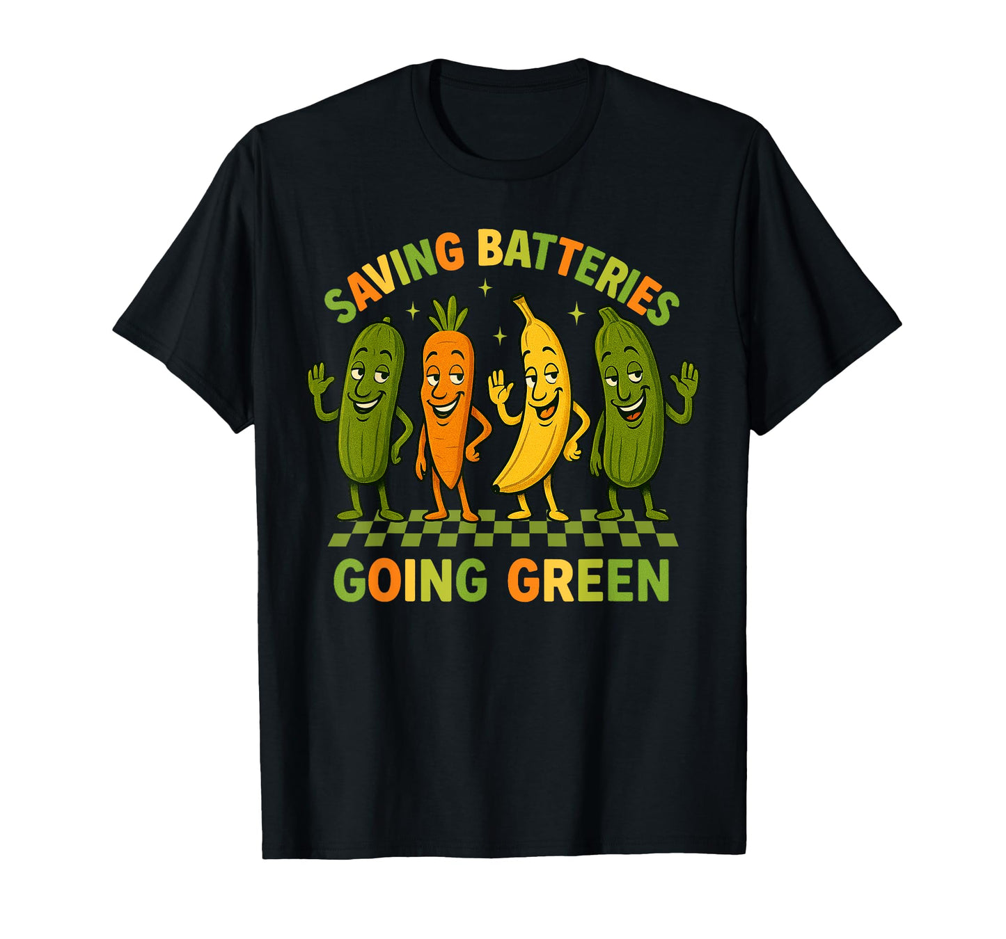 Saving Batteries Going Green Funny Vegetable Humor T-Shirt