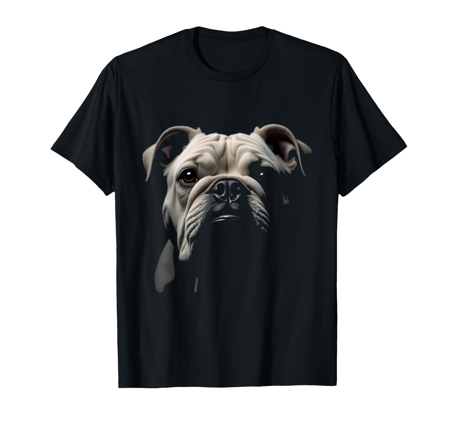 Black English Bulldog Dog Bulldog Face T-Shirt
