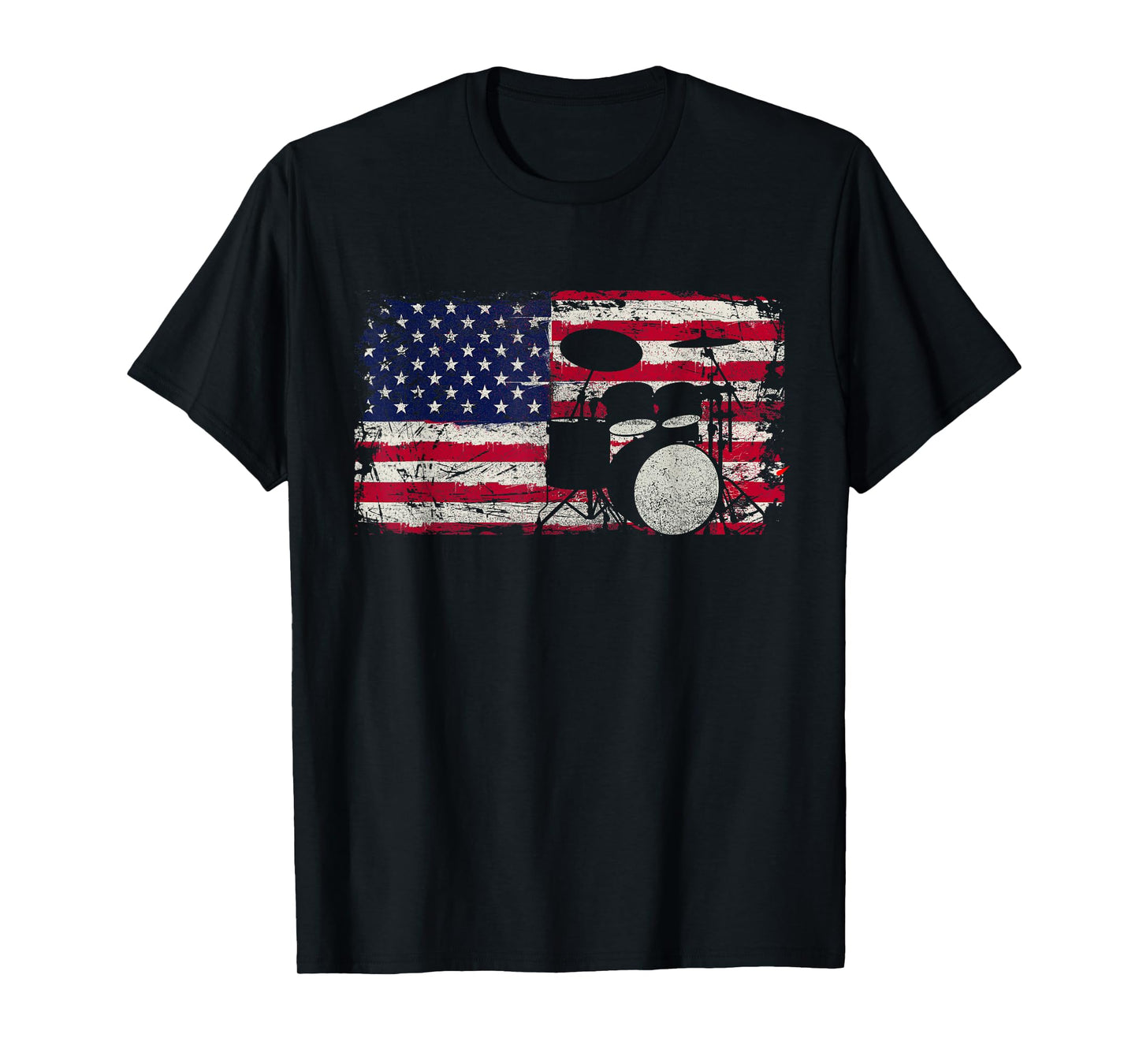 Drum Sets - USA Flag Drummer Music Lover Drumming T-Shirt
