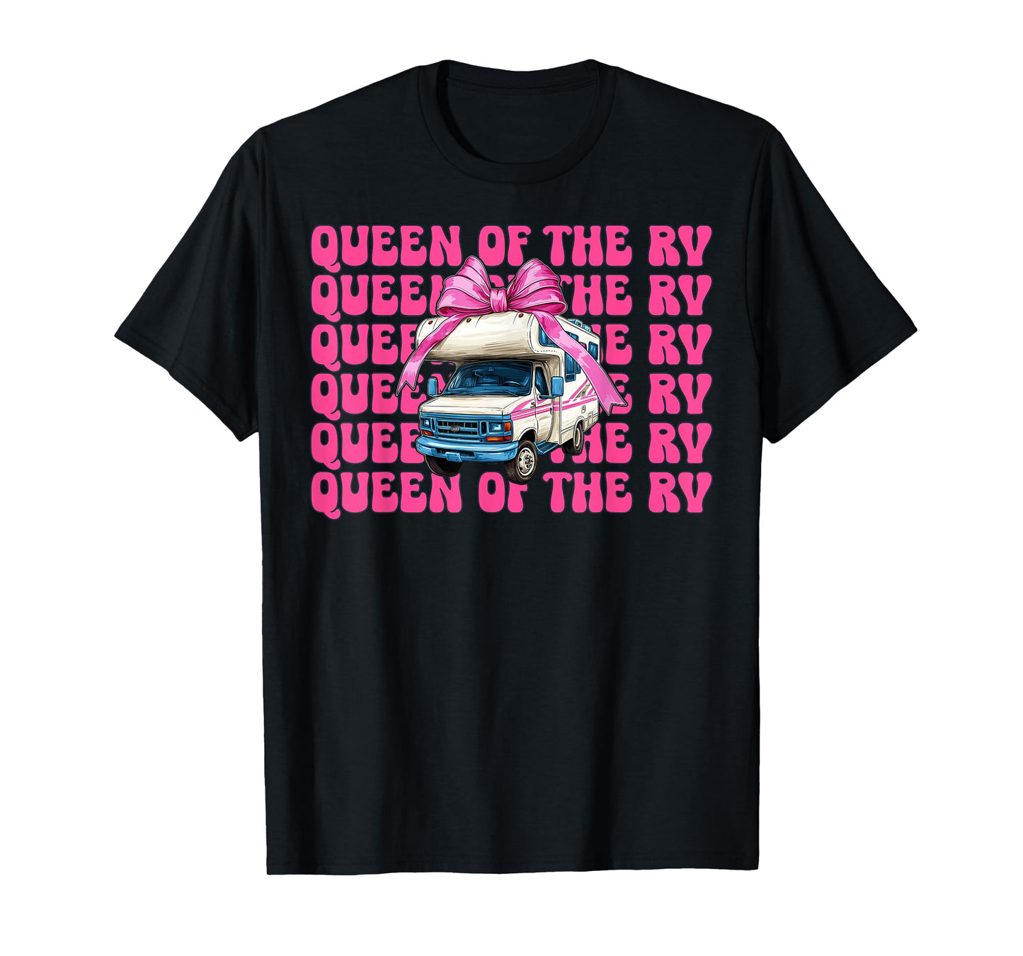 Queen of The Rv Camping Camper Motorhome Girl Mom Coquette T-Shirt