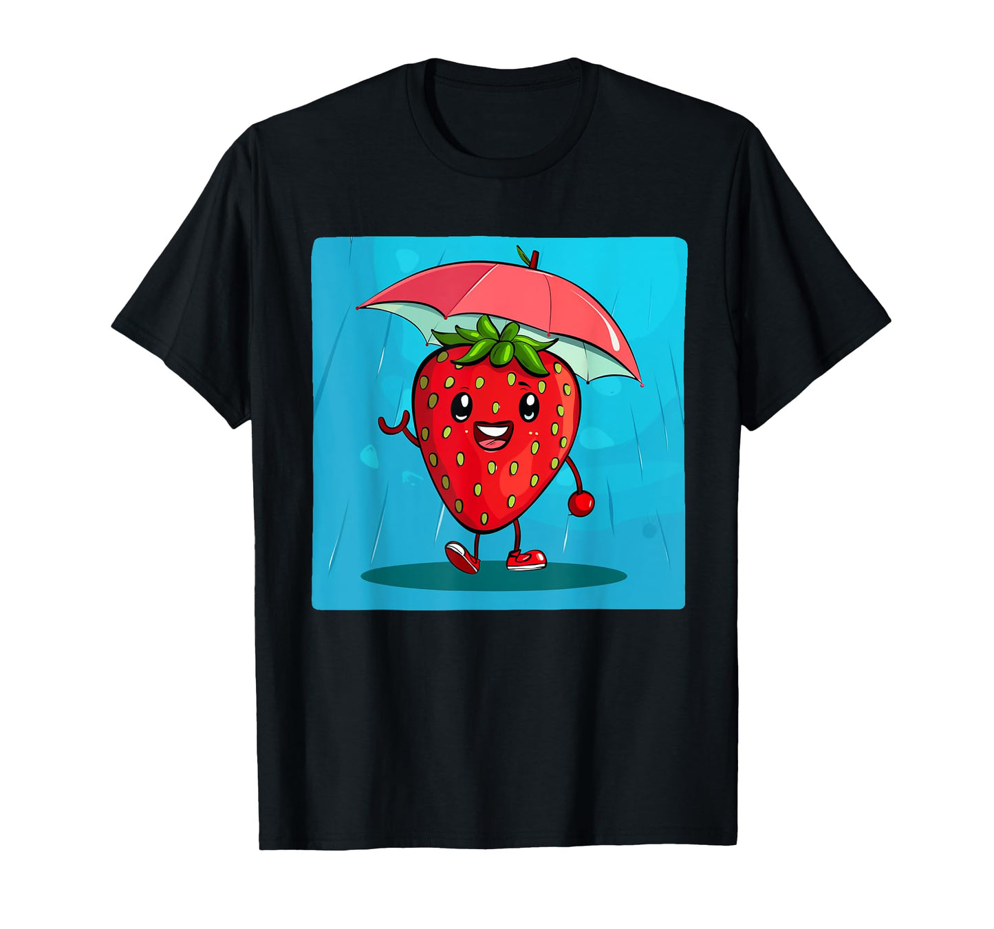 Charming Strawberry with Umbrella for Fruits Lovers T-Shirt