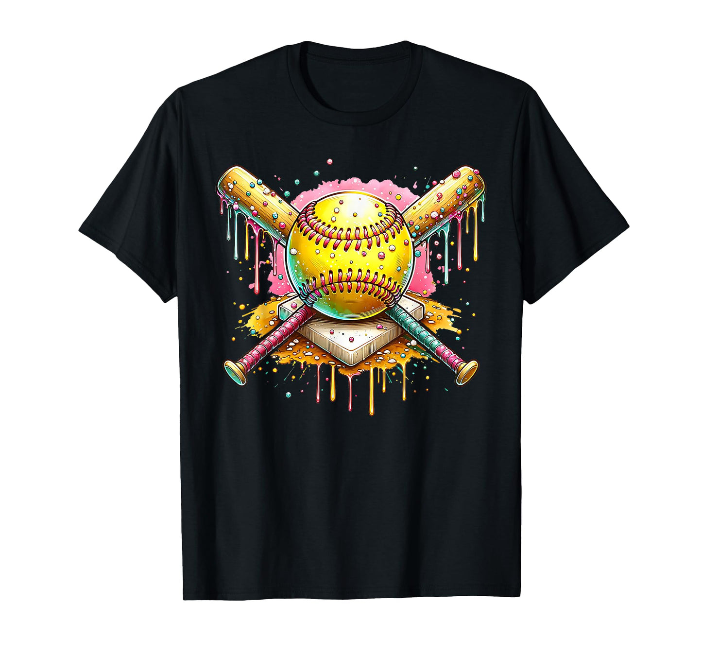 Softball Home plate Ice Cream Drip Sport Team Ice Cream Drip T-Shirt
