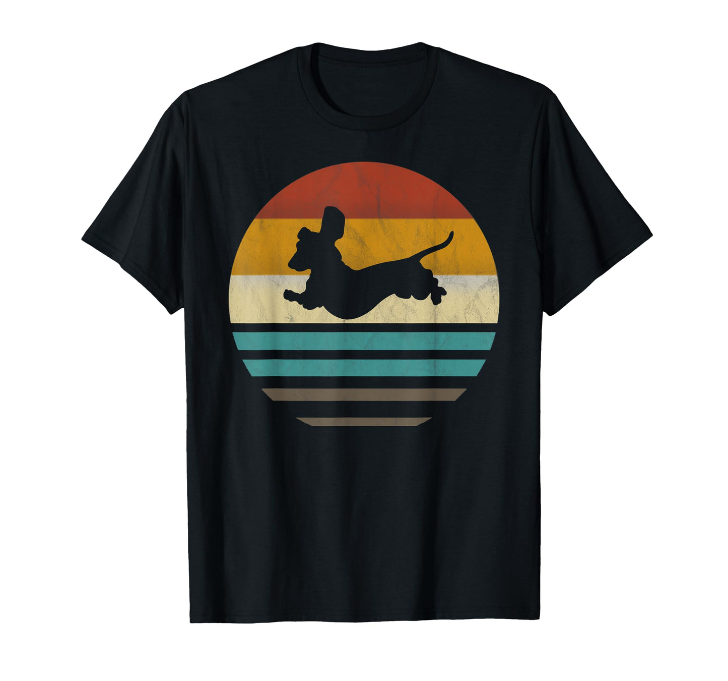 Dachshund Vintage Silhouette 60s 70s Retro Grunge Dog Lover T-Shirt for Men Women Girls Kids