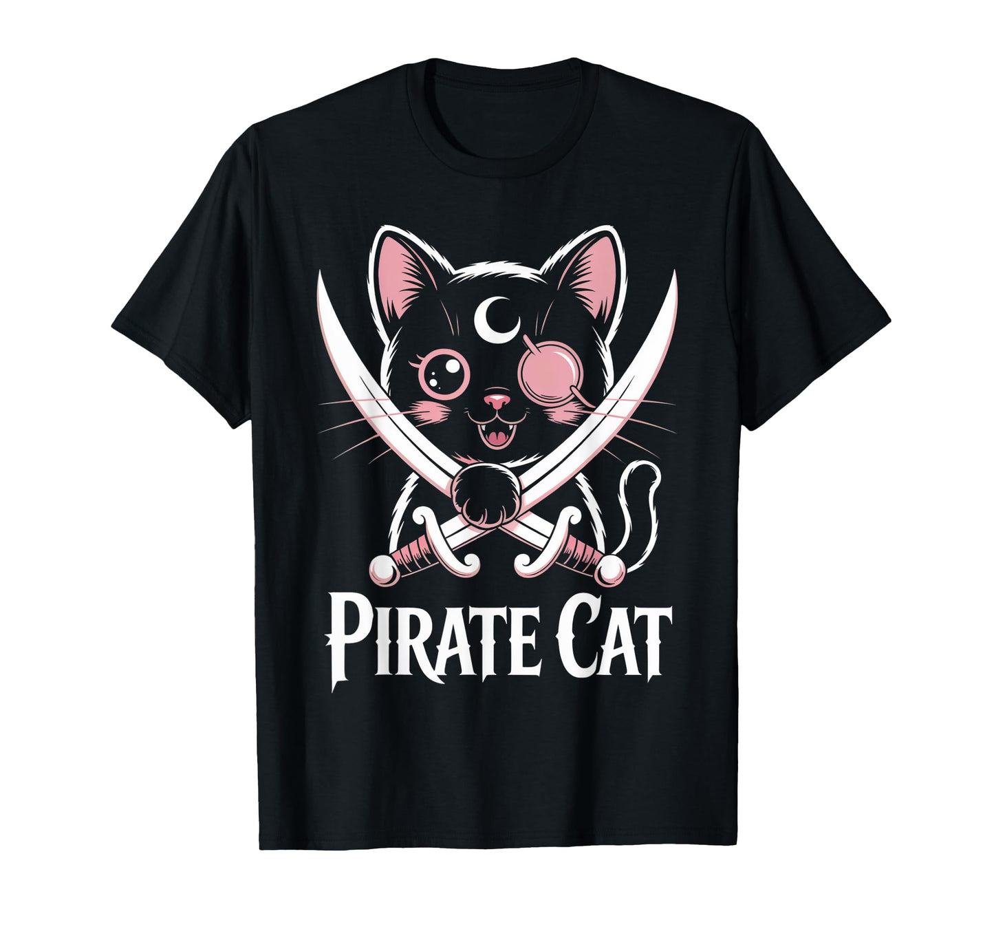 Pirate Black Cat Cute Kawaii Goth Girl Clothes Pink Goth T-Shirt