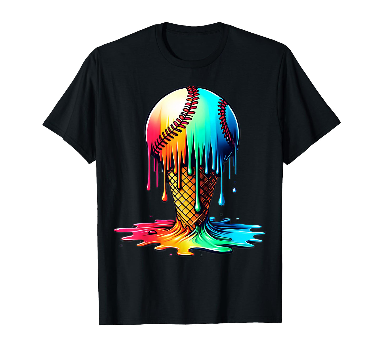Melted Ice Cream Baseball Drip For Boys Youth Kids Men Lover T-Shirt