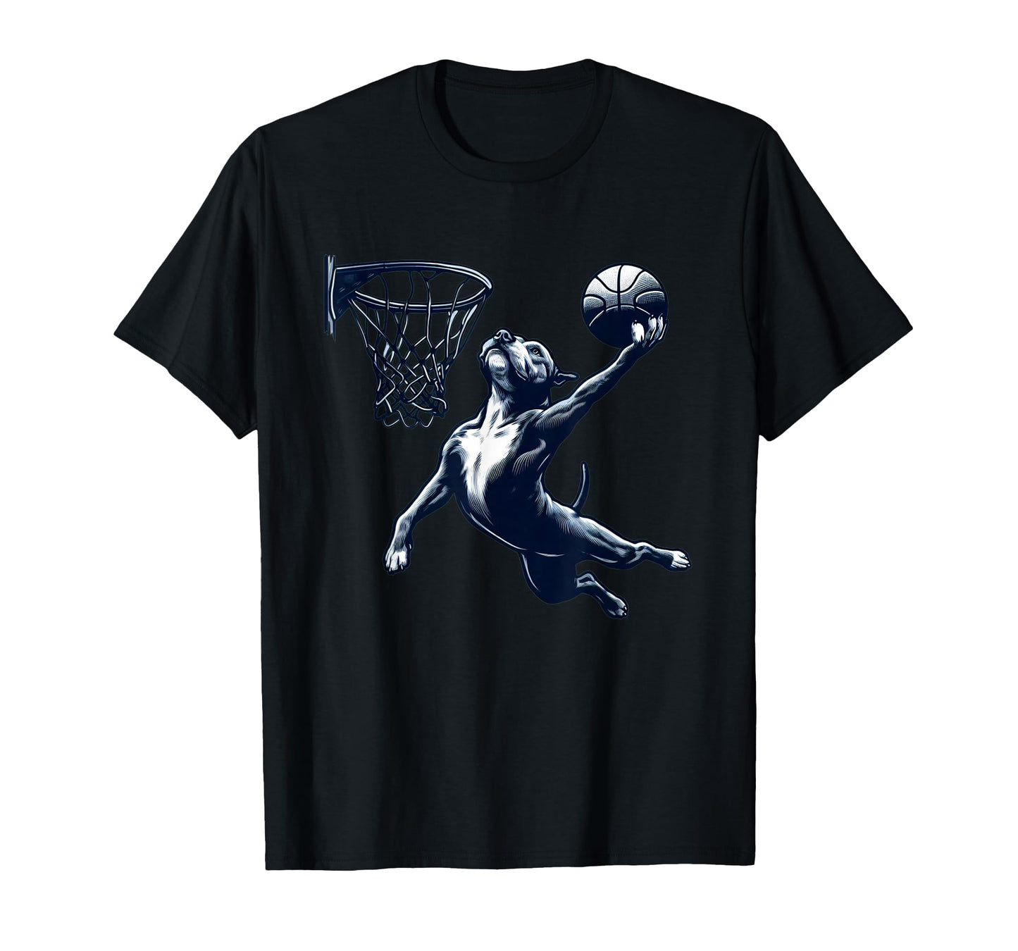 Pitbull Dunking Basketball Dog Playing Basketball Sports T-Shirt