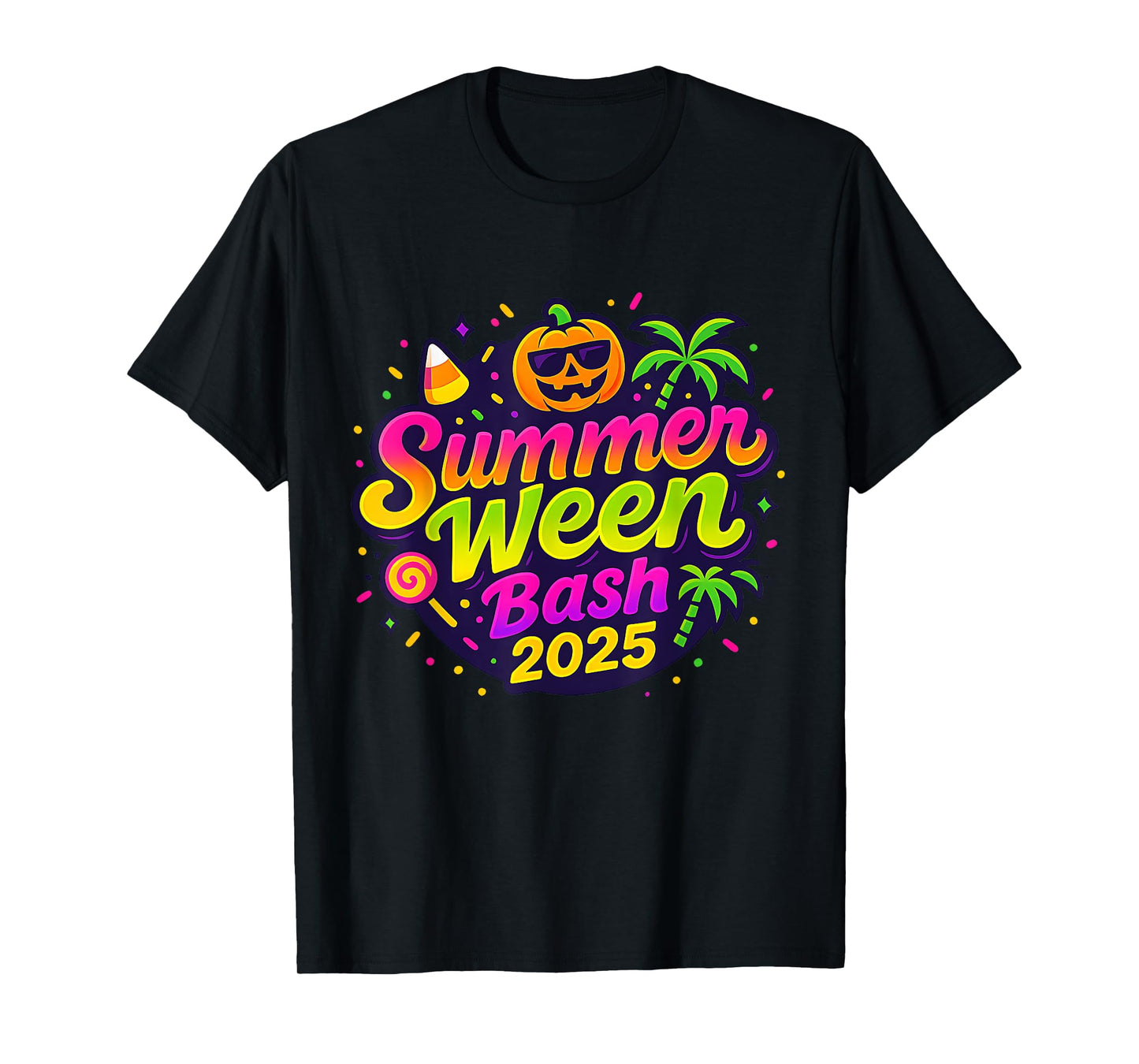 SummerWeen Bash 2025 Skeleton Beach Party Halloween Vibes T-Shirt