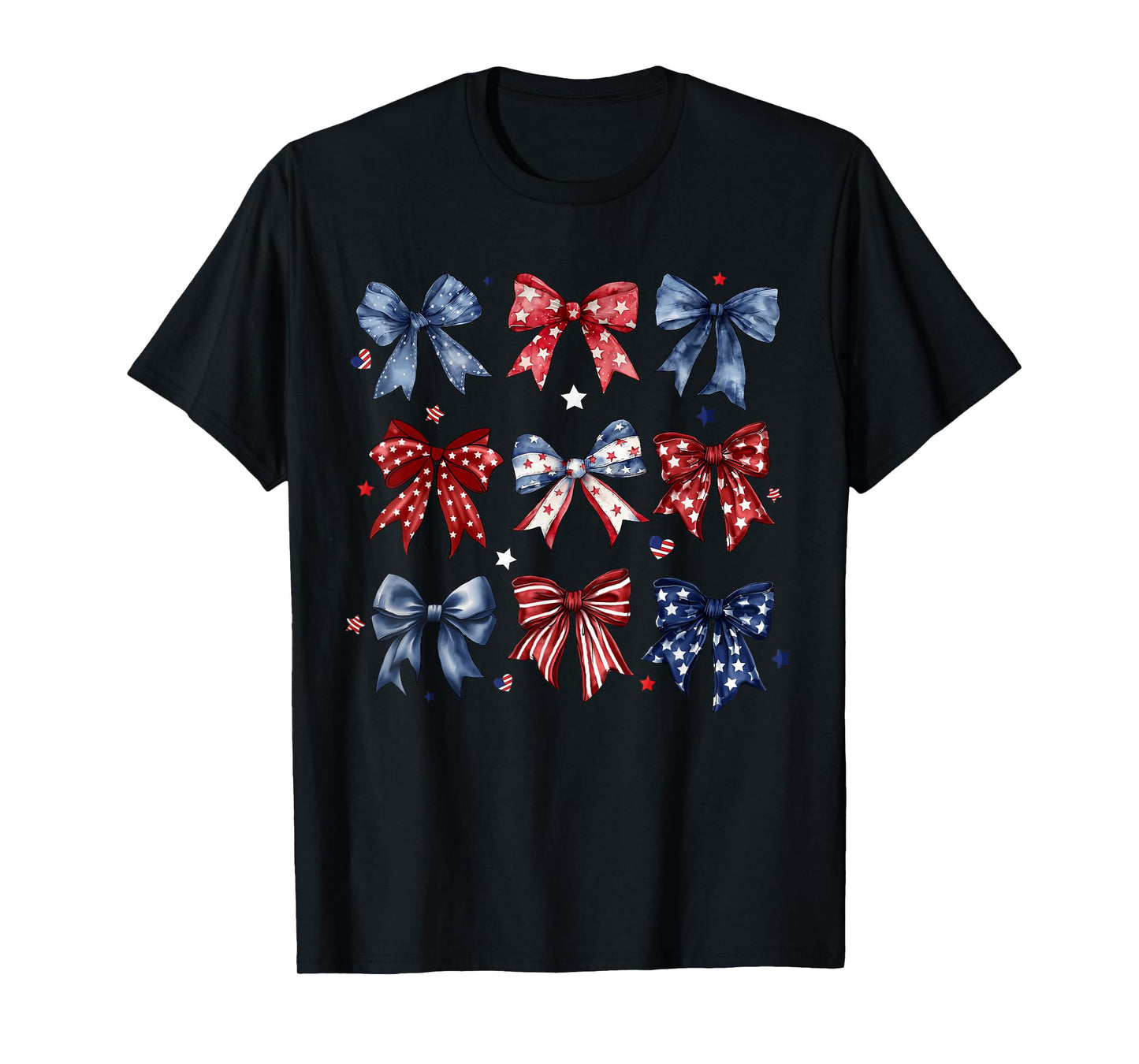 Happy 4th Of July Patriotic Coquette Bows Toddler Girl Women T-Shirt