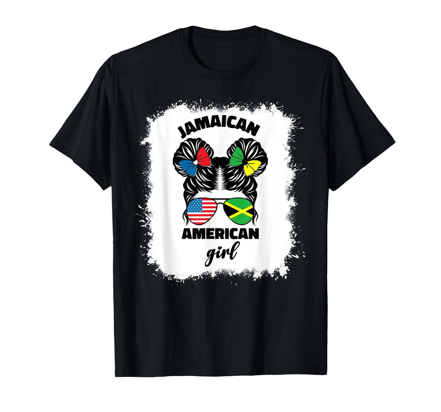 Half American And Jamaican America Jamaica Flag Kids Girl T-Shirt