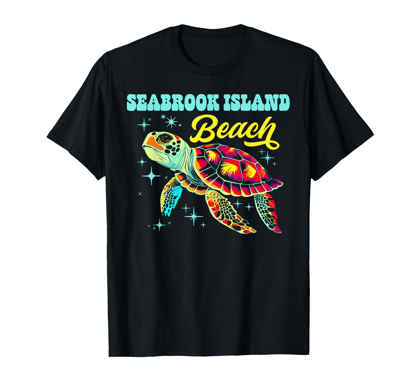 Seabrook Island Beach SC Artistic Sea Turtle Retro T-Shirt