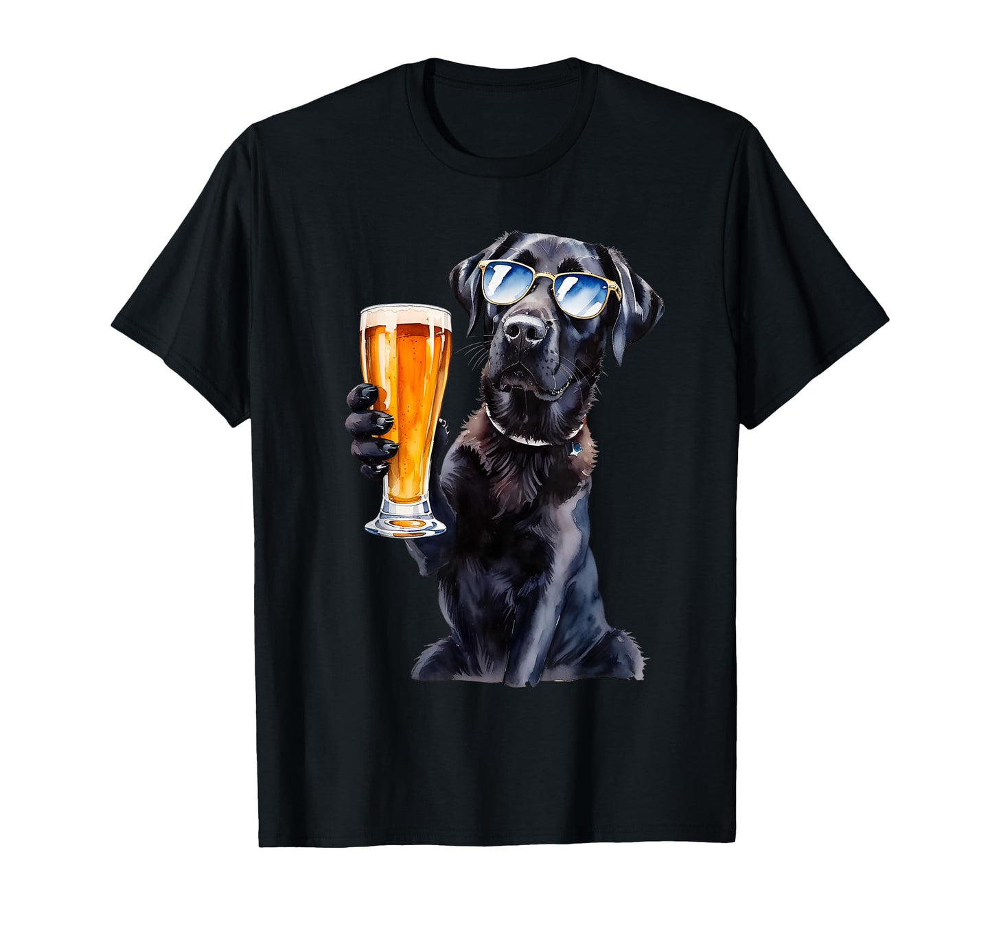 Funny Labrador for Men drinking beer cool sunglasses Lab Dad T-Shirt
