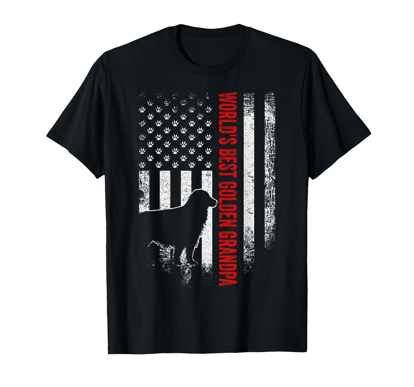 Vintage American Flag World's Best Golden Retriever Grandpa Women Men T-Shirt