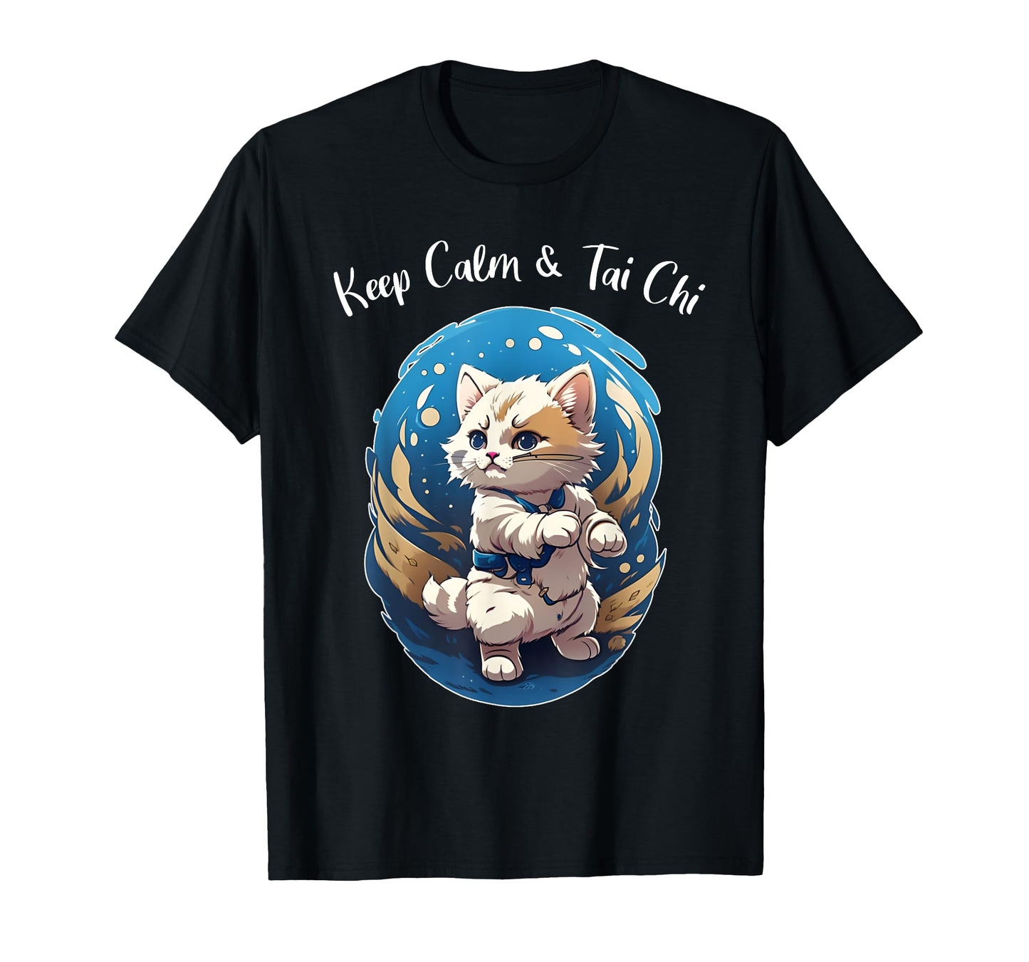 Tai Chi Cat, Keep Calm, funny Kitten, Ying Yang Balance T-Shirt