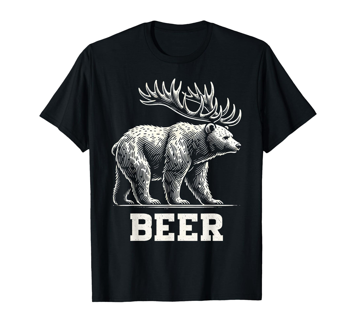 Funny Beer Lover Bear Deer Beer Drinking Animal Humor T-Shirt