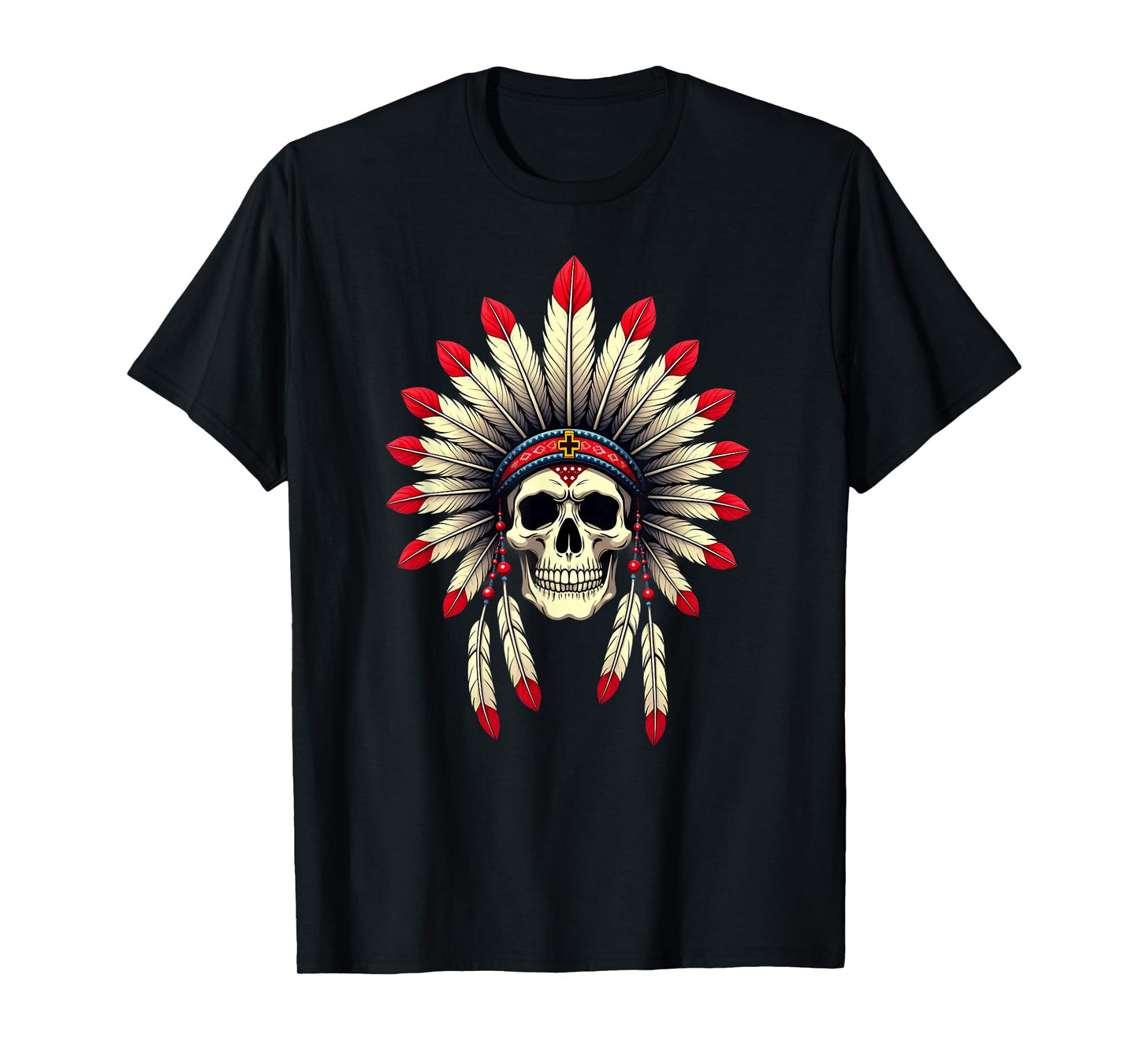 Pride Tribal Native American Headdress Skull Halloween T-Shirt