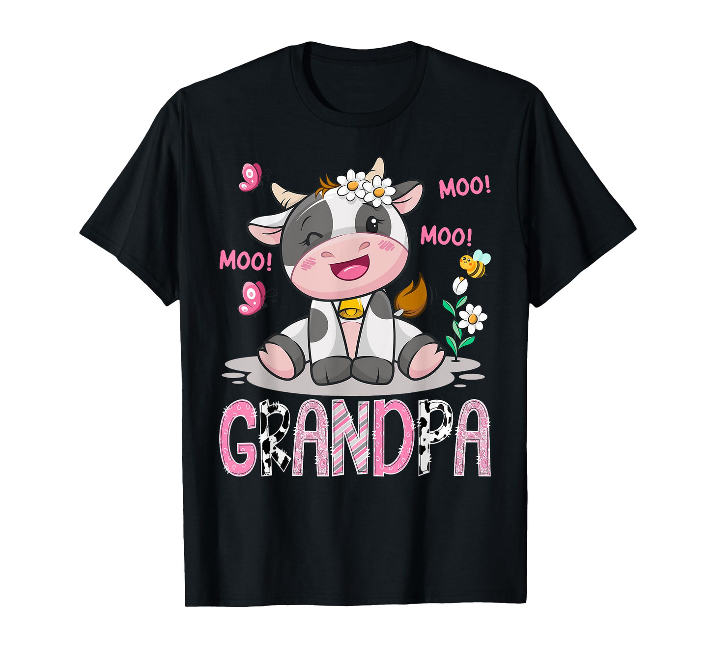 Grandpa Pink Farm Cute Cow Moo Moo Birthday Girl Matching T-Shirt