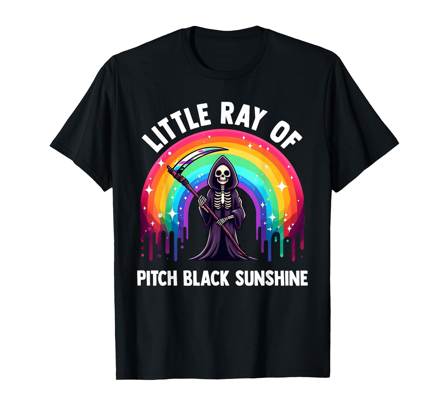 Little Ray Of Pitch Black Sunshine Death Rainbow Halloween T-Shirt for Men Women