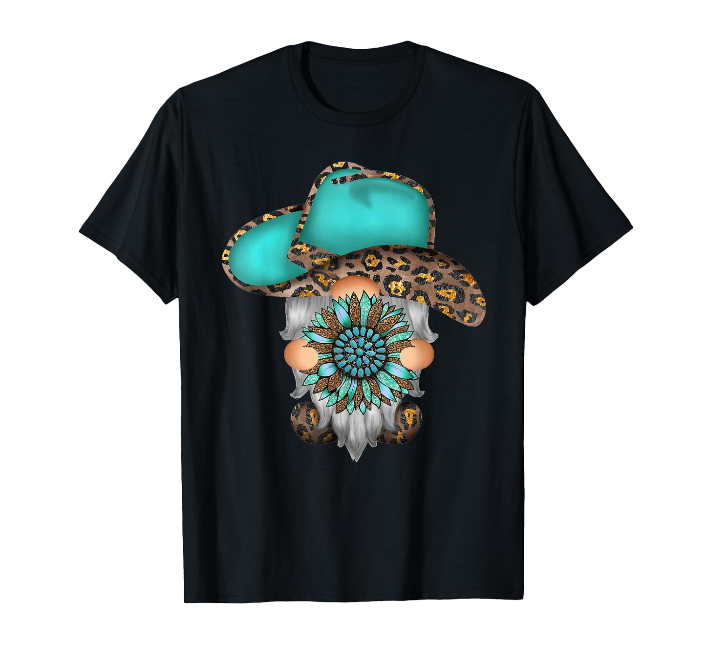 Western Texas Gnome Cowboy Hat Turquoise Cowgirl Women Girl T-Shirt