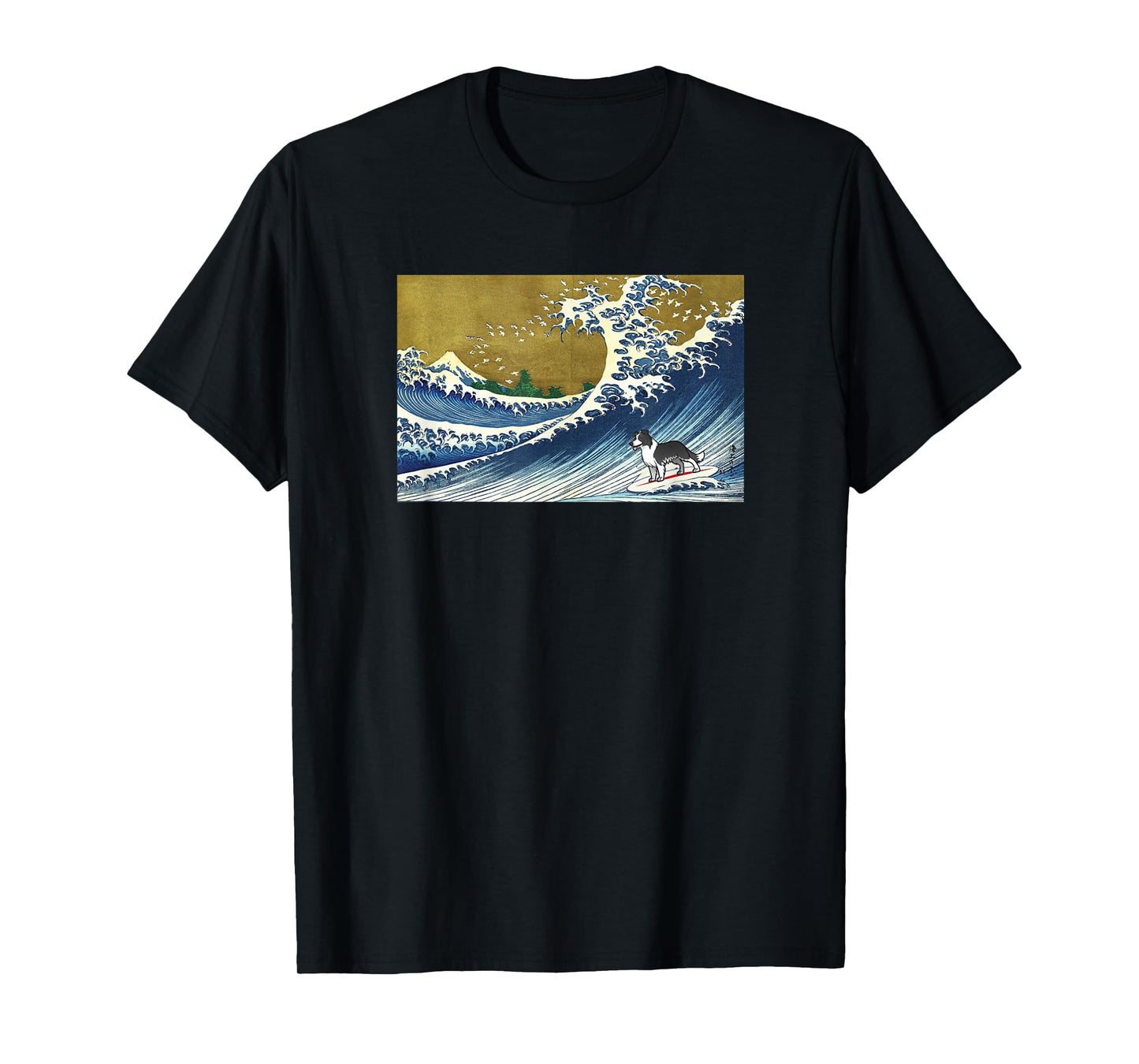 Retro Vintage Surfing A Wave Border Collie Lover T-Shirt