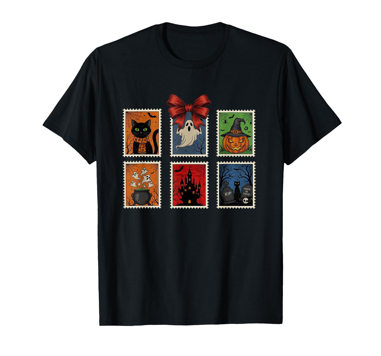 Halloween Stamp,Spooky Mail Art Tee,Vintage Ghost Funny T-Shirt