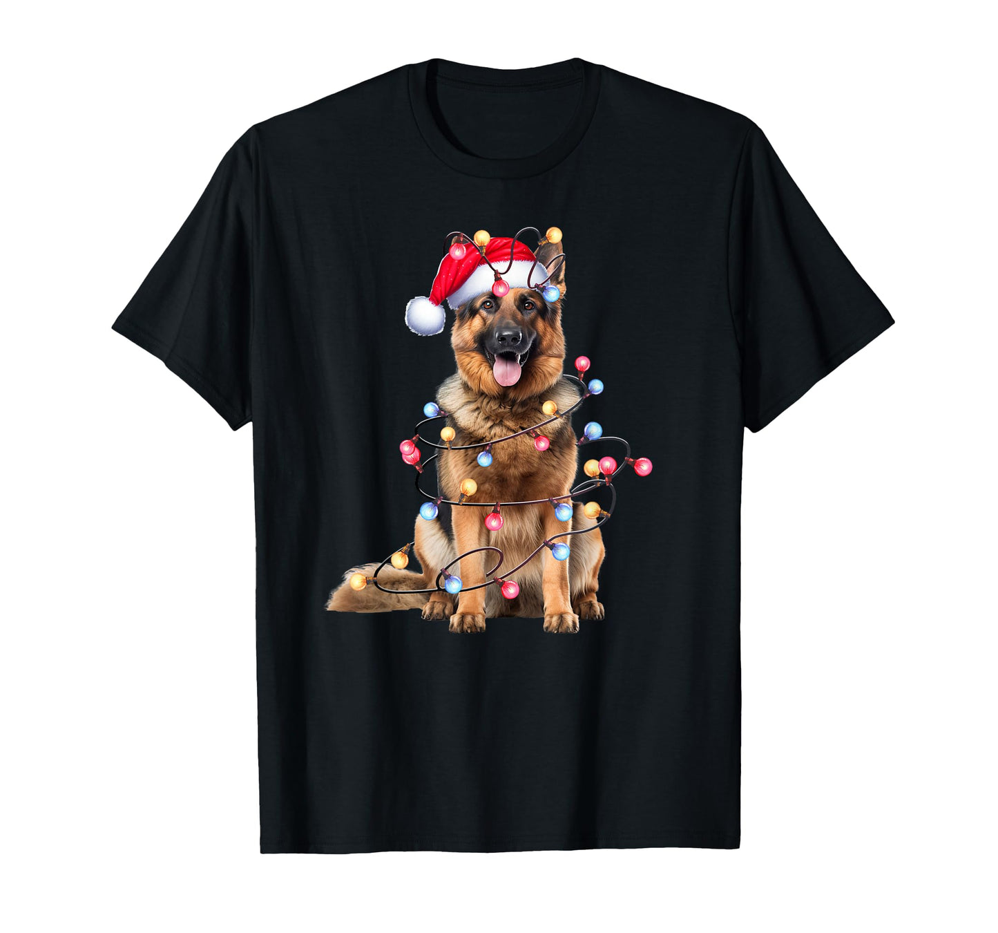 German Shepherd Dog Christmas Lights Xmas T-Shirt