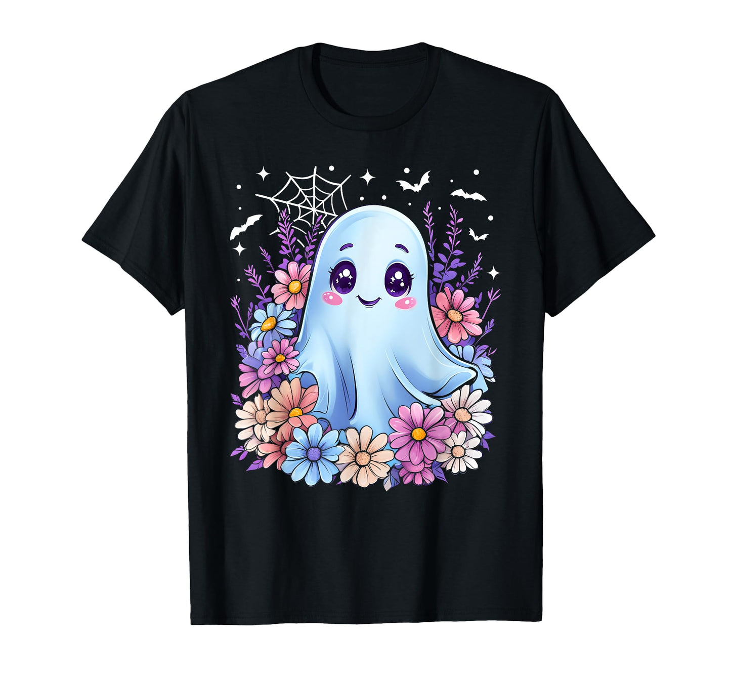Cute Ghost Flower Halloween Costume Girl Women Spooky Season T-Shirt