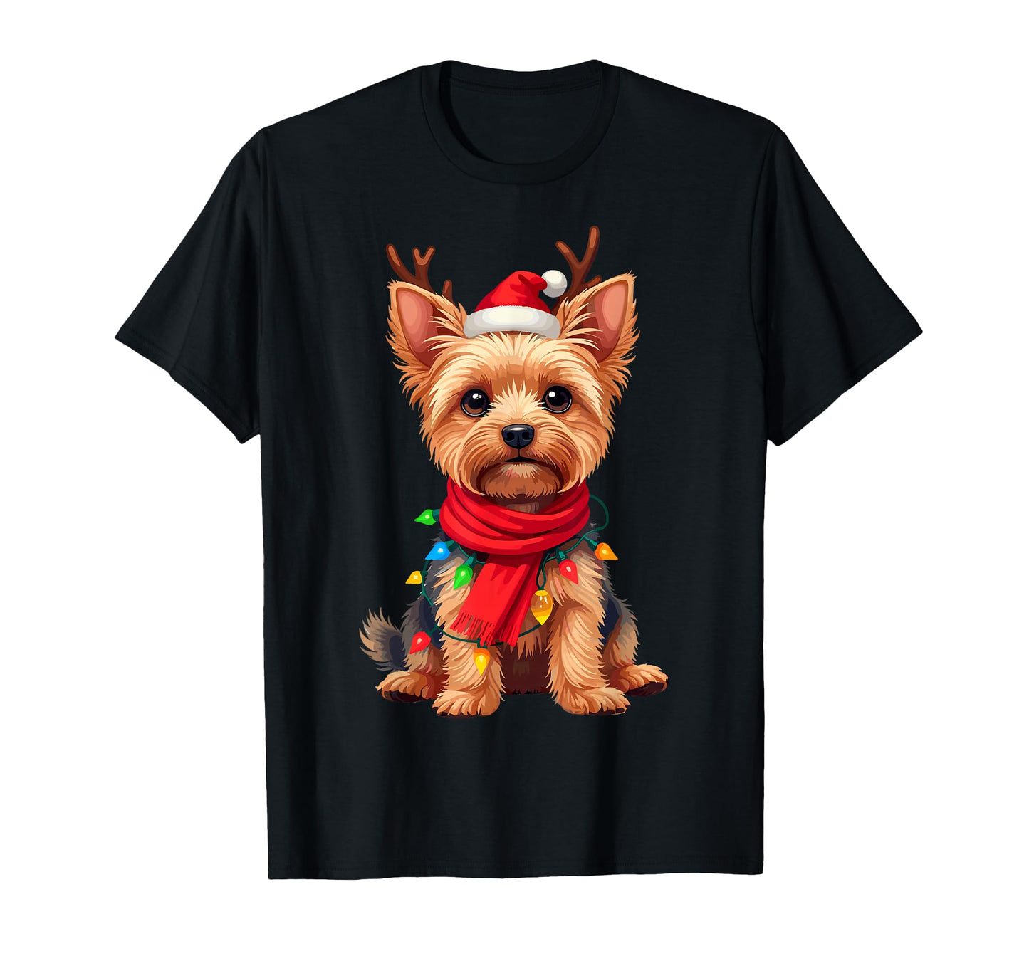 Yorkshire Terrier Santa Reindeer Christmas Yorkie Dog Lover T-Shirt