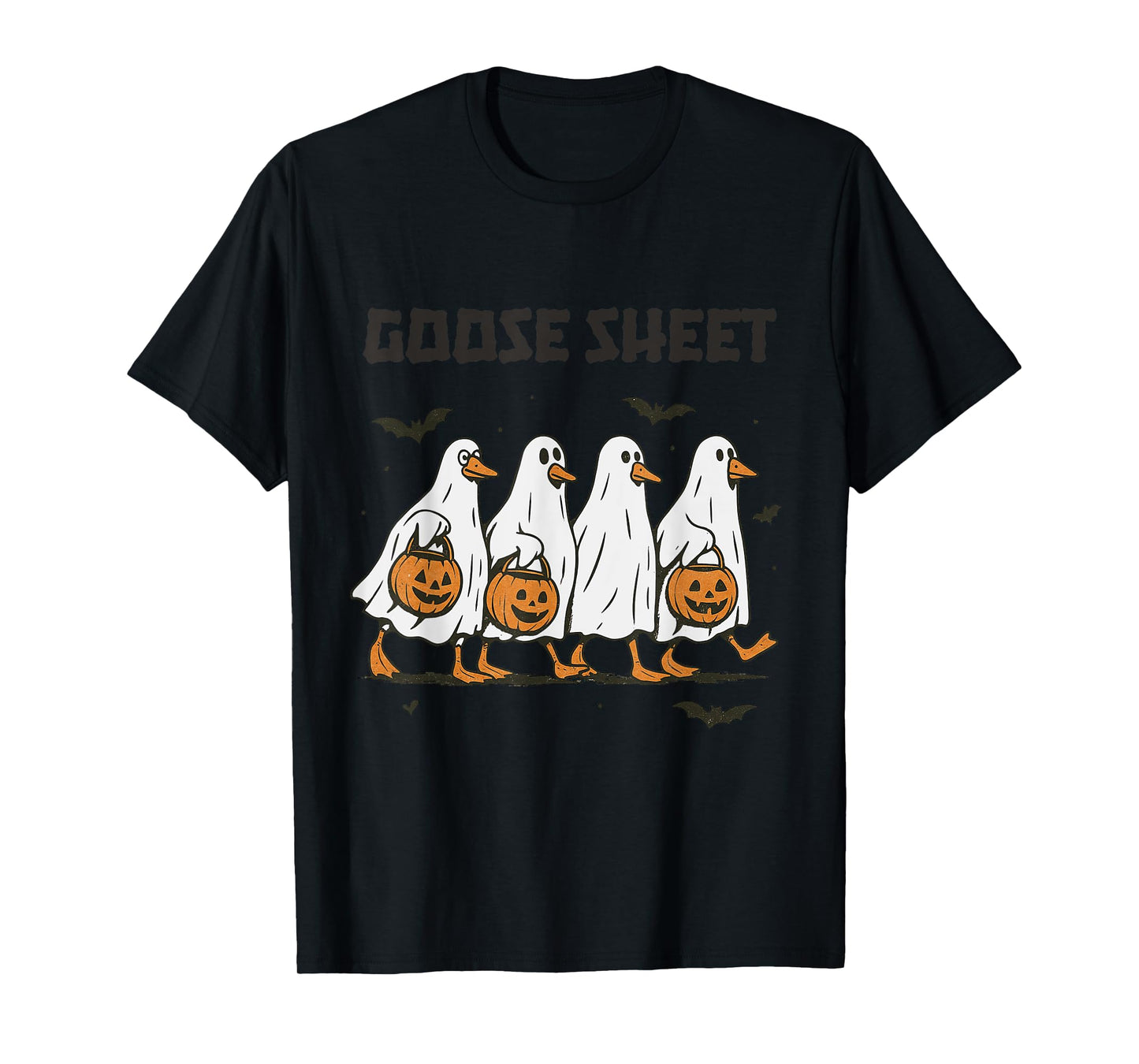 Halloween Fall Goose Sheet Ghost Floral Autumn Spooky Season T-Shirt