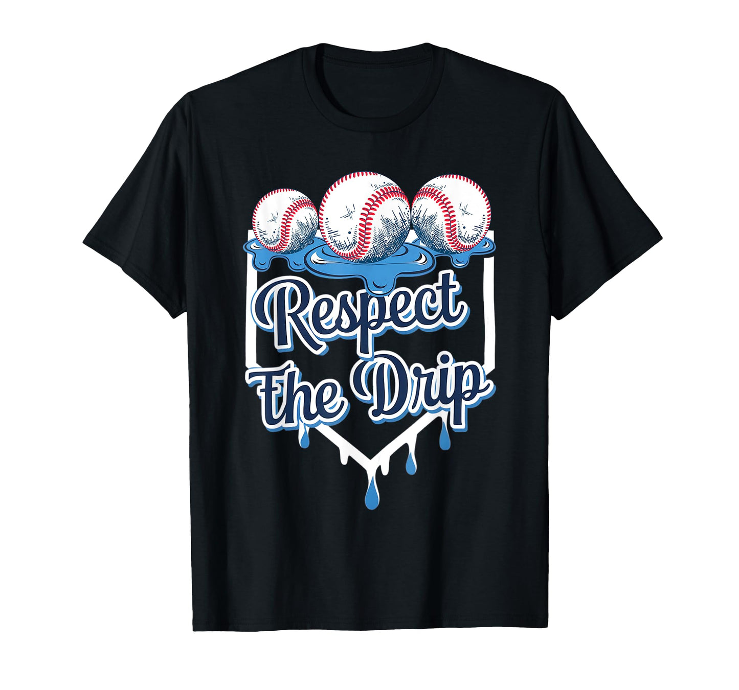 Respect The Drip Baseball Home Plate Ice Cream Dripping Boys T-Shirt