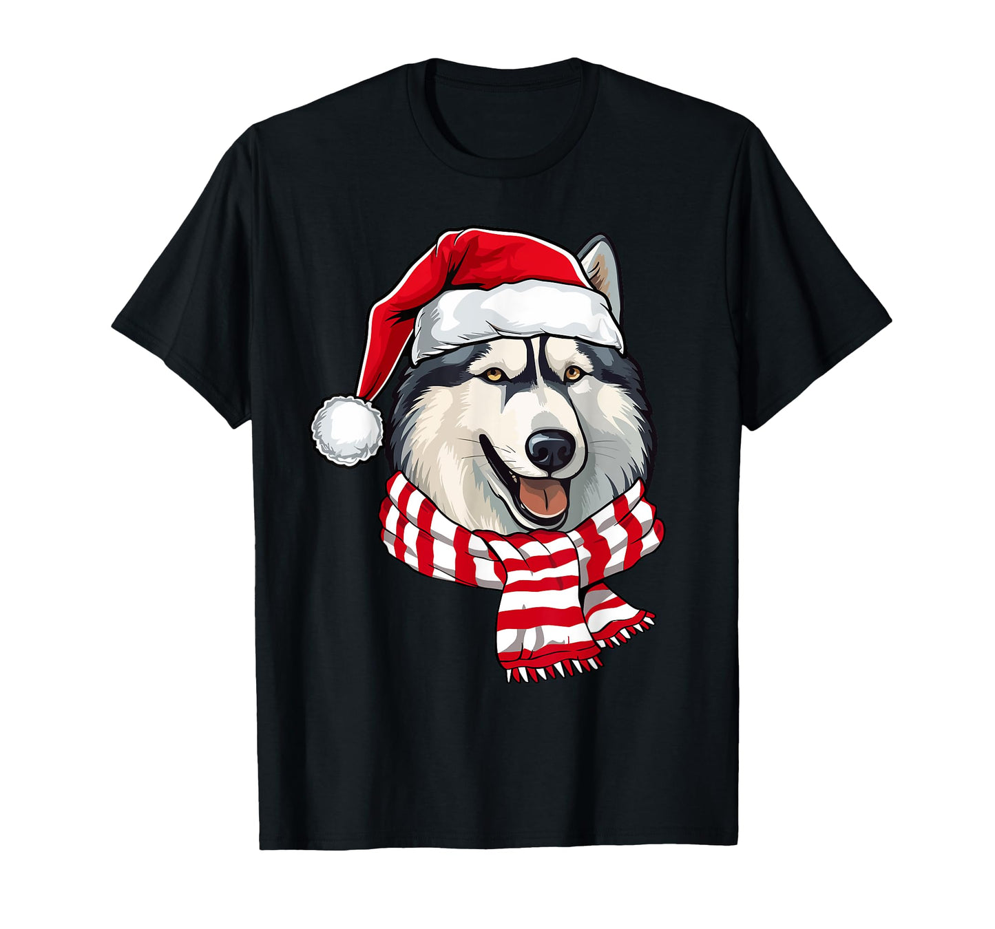 Santa Siberian Husky Christmas Dog Lover Men Women Kids T-Shirt