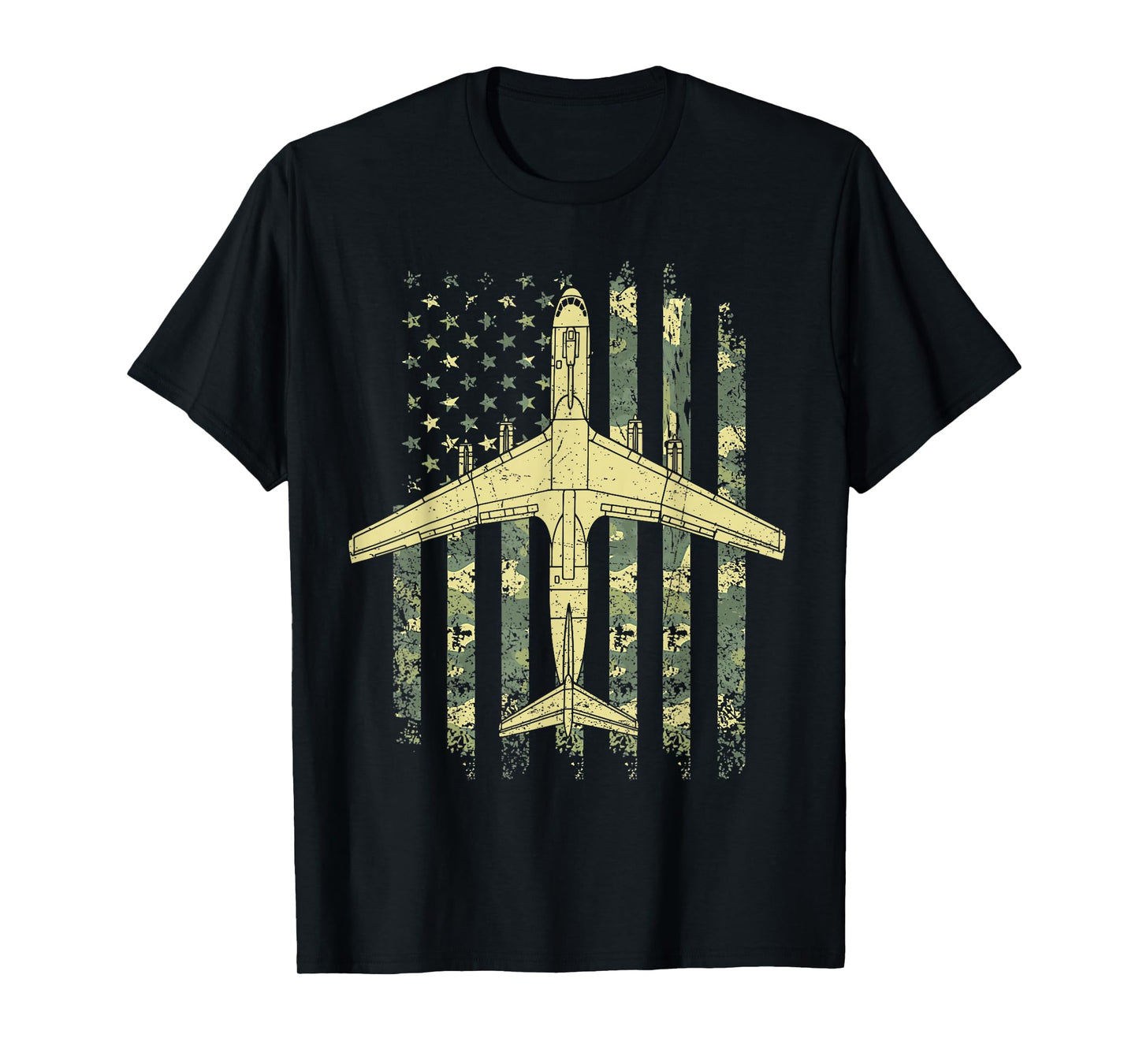 C-141 Starlifter Flag Camouflage US Military Airlifter Plane T-Shirt