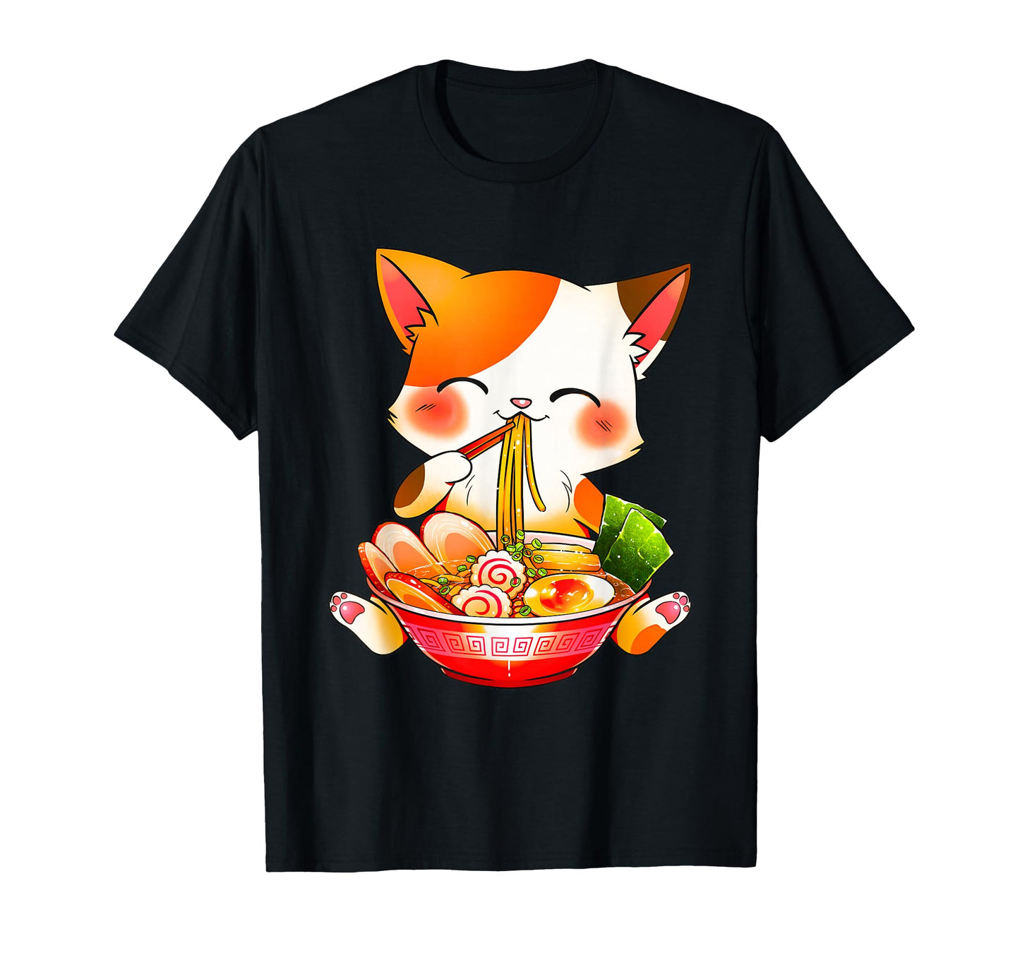 Ramen Cat Neko Anime Kawaii Japanese Merch Gifts Women Girls T-Shirt Small