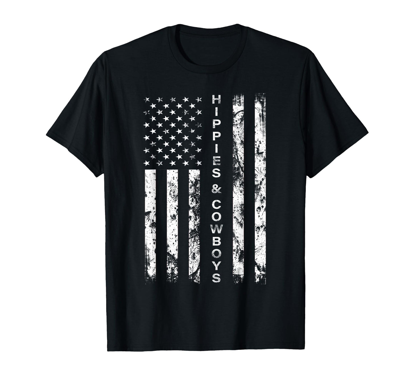 Raisin Hell With The Hippies And Cowboys - American Flag T-Shirt