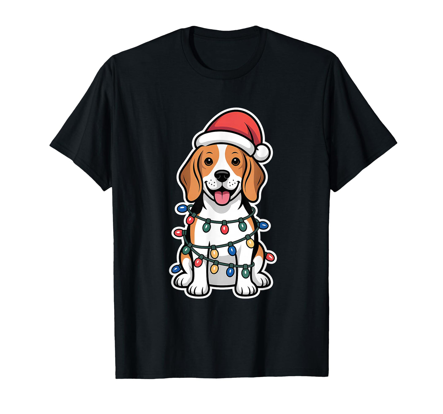 Beagle Wrapped in Christmas Lights T-Shirt