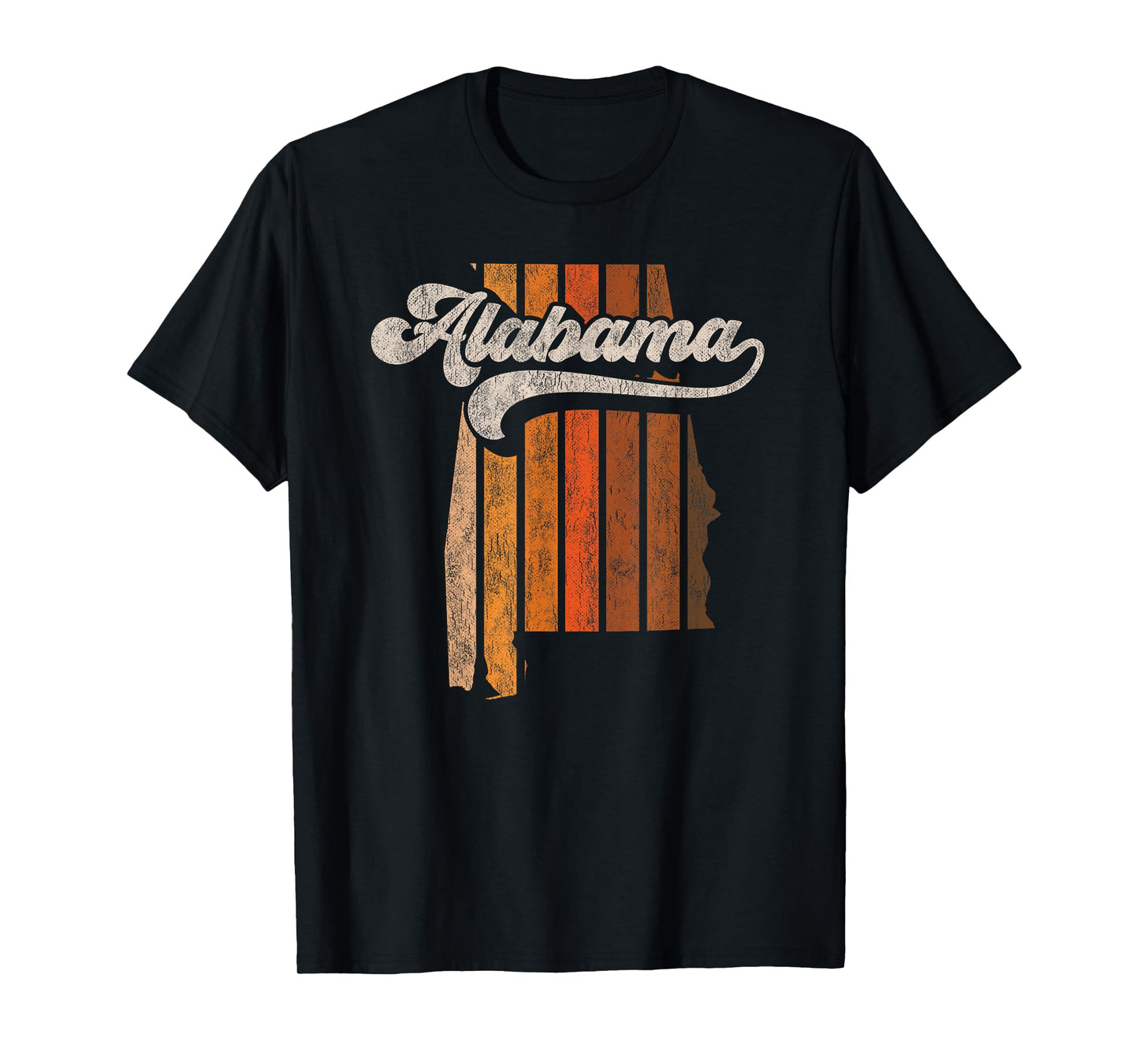 Vintage Alabama Retro 70s Stripes Silhouette Distressed T-Shirt