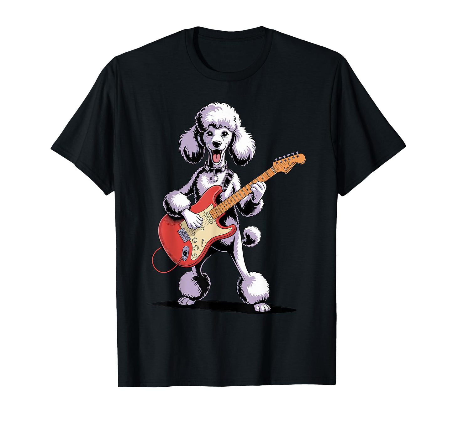 Funny Poodle Dog Playing Guitar Cool Dog Music Rock Lover T-Shirt