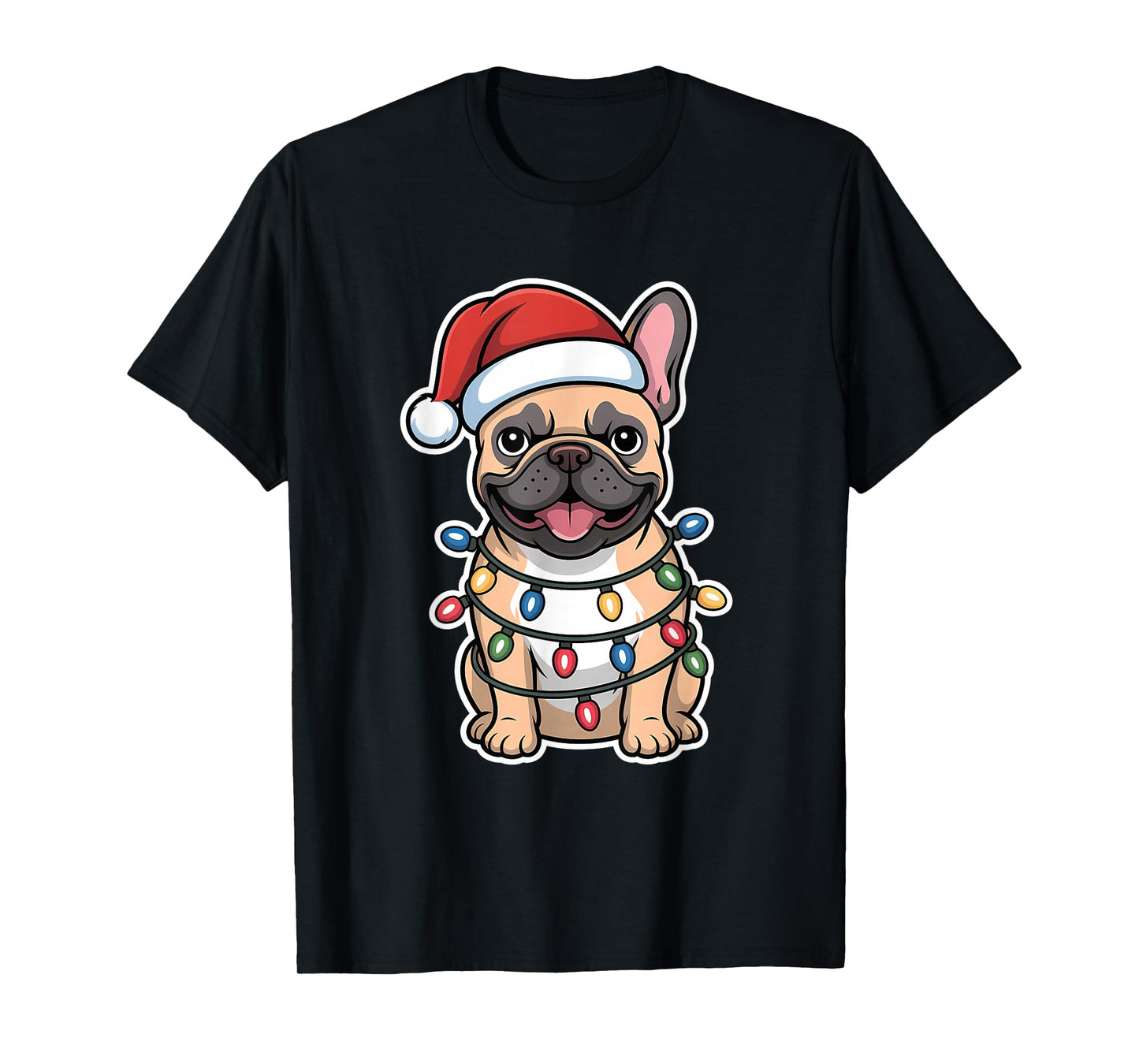 French Bulldog Wrapped in Christmas Lights T-Shirt