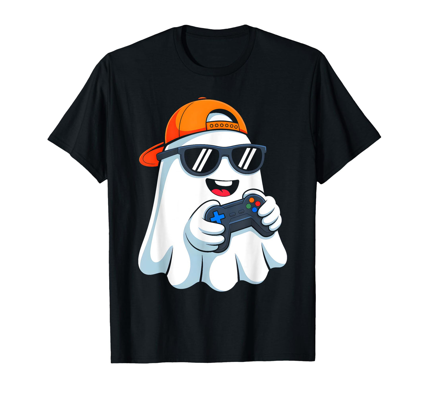 Funny Ghost Playing Video Game Halloween Gaming Boys Men T-Shirt