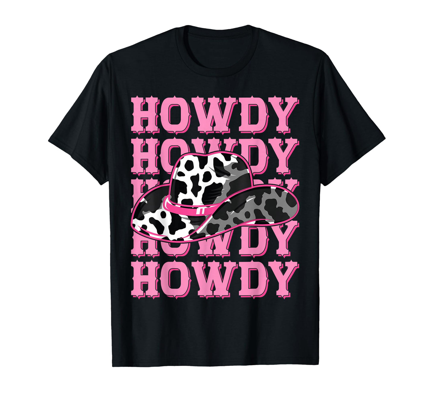 HOWDY - Country Southern Western Pink Texas Cow pattern T-Shirt